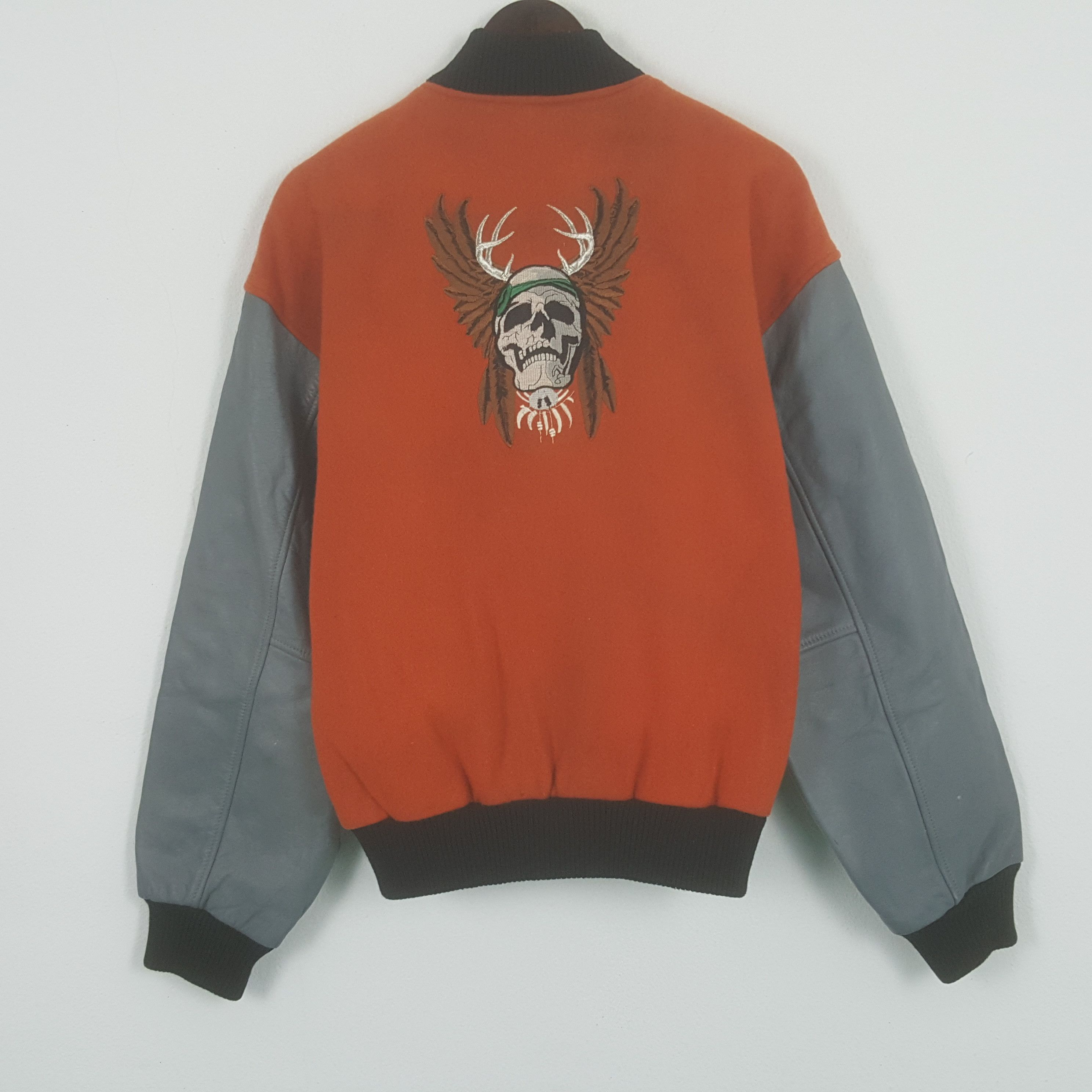 Vintage Skulls Embroidery Varsity Jacket