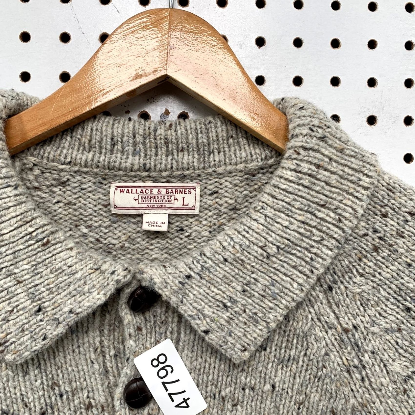 Wallace & Barnes Wallace & Barnes Merino Wool Sweater Mens Large Gray Collared Thick Heavyweight Pullover Knit Long Sleeve Casual Winter Size US L / EU 52-54 / 3 - 3 Thumbnail