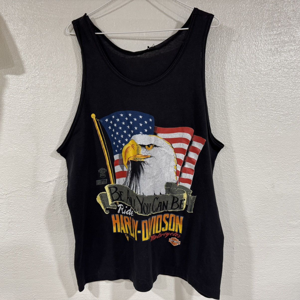 Harley Davidson Vintage 1990 Harley Davidson Eagle Flag TankTop Mens 2XL Size US XXL / EU 58 / 5 - 1 Thumbnail