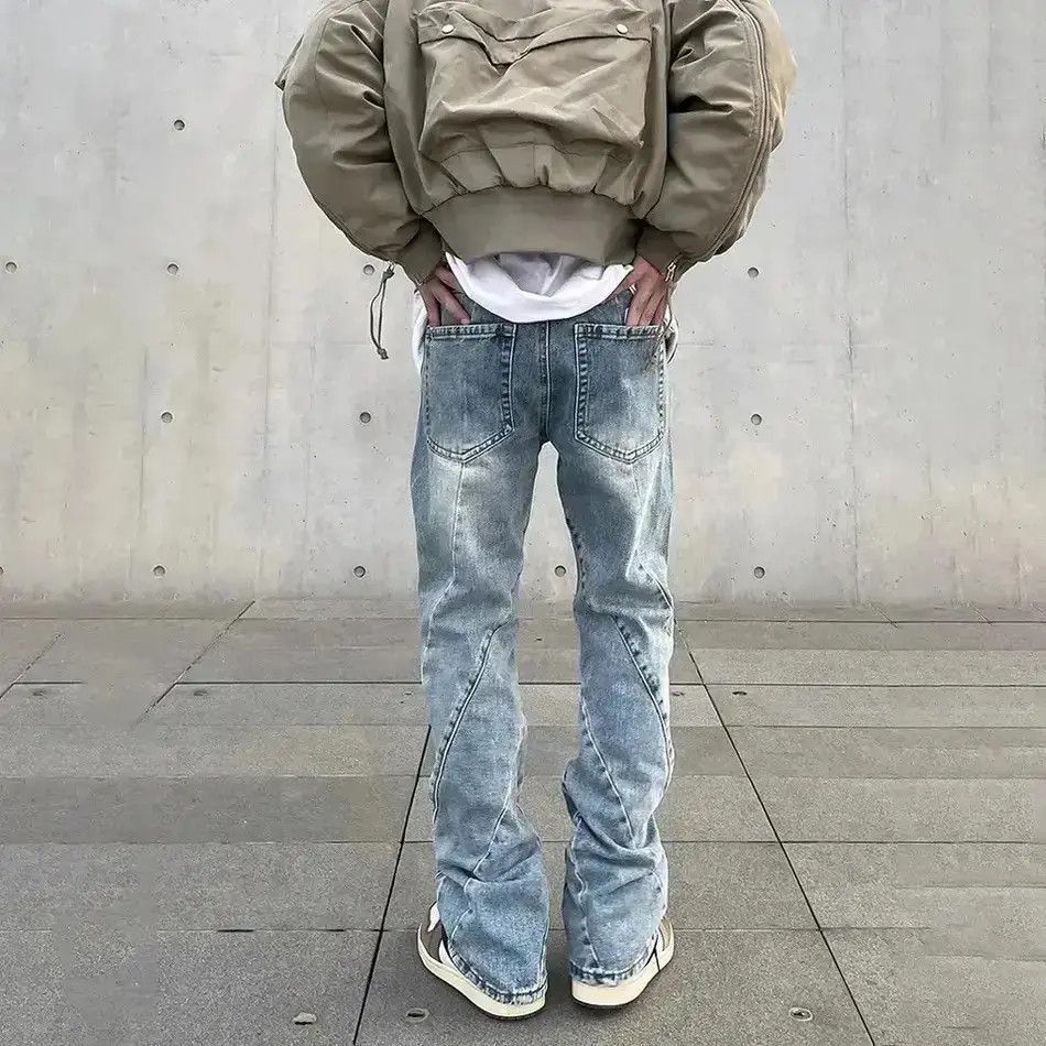 Japanese Brand Skinny Jeans Men Streetwear Autumn Blue Slim Trousers Y2k Size US 32 / EU 48 - 2 Thumbnail