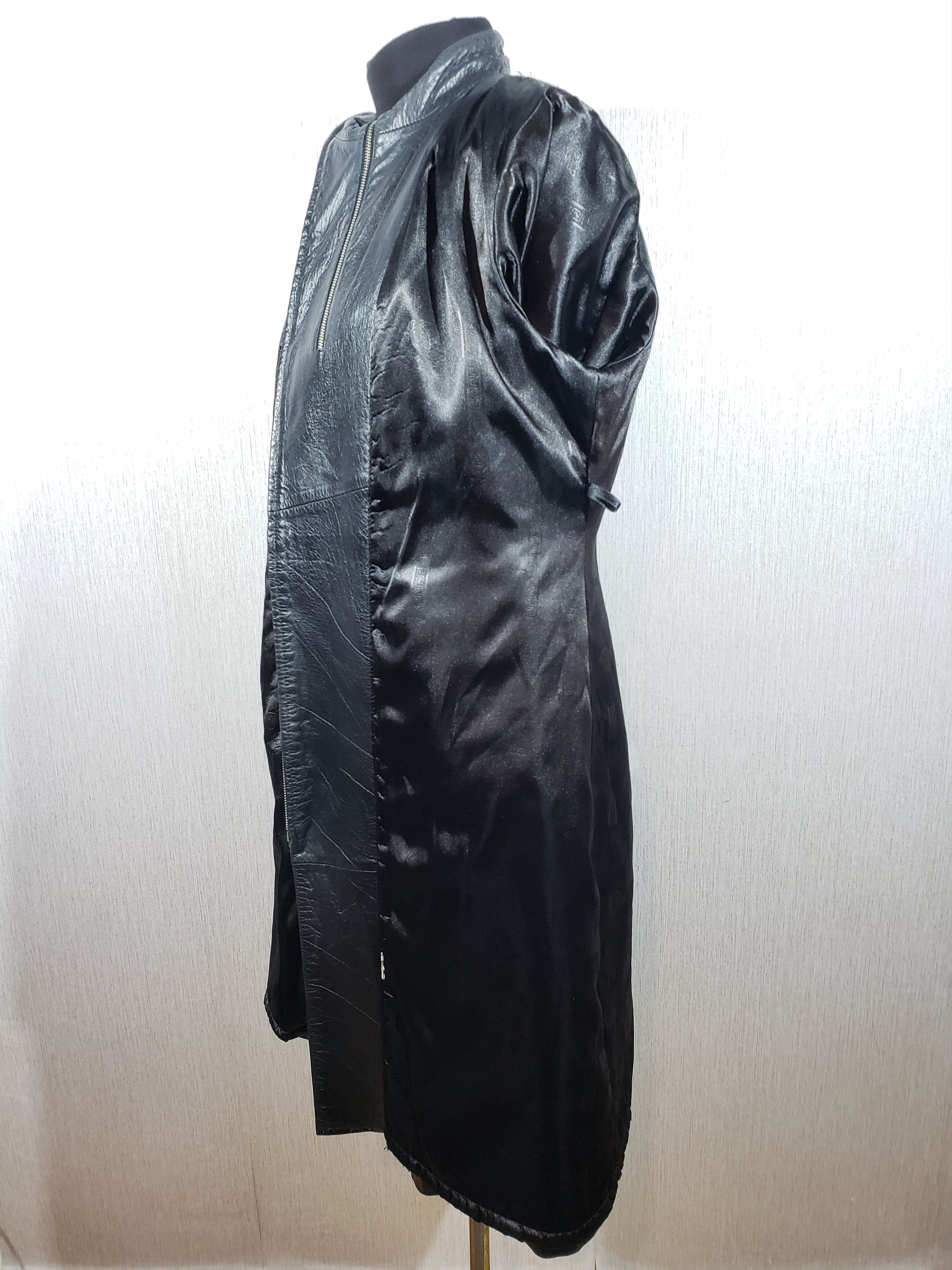 Other Women's black leather long jacket. Size XL / US 12-14 / IT 48-50 - 10 Thumbnail