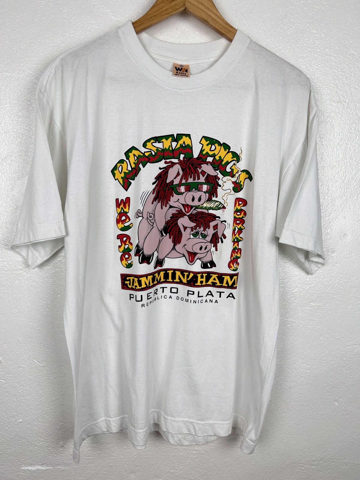 Bob Marley 90s Vintage Rasta Pigs Jammin' Ham Funny Humor T-Shirt Size US XL / EU 56 / 4 - 1 Thumbnail