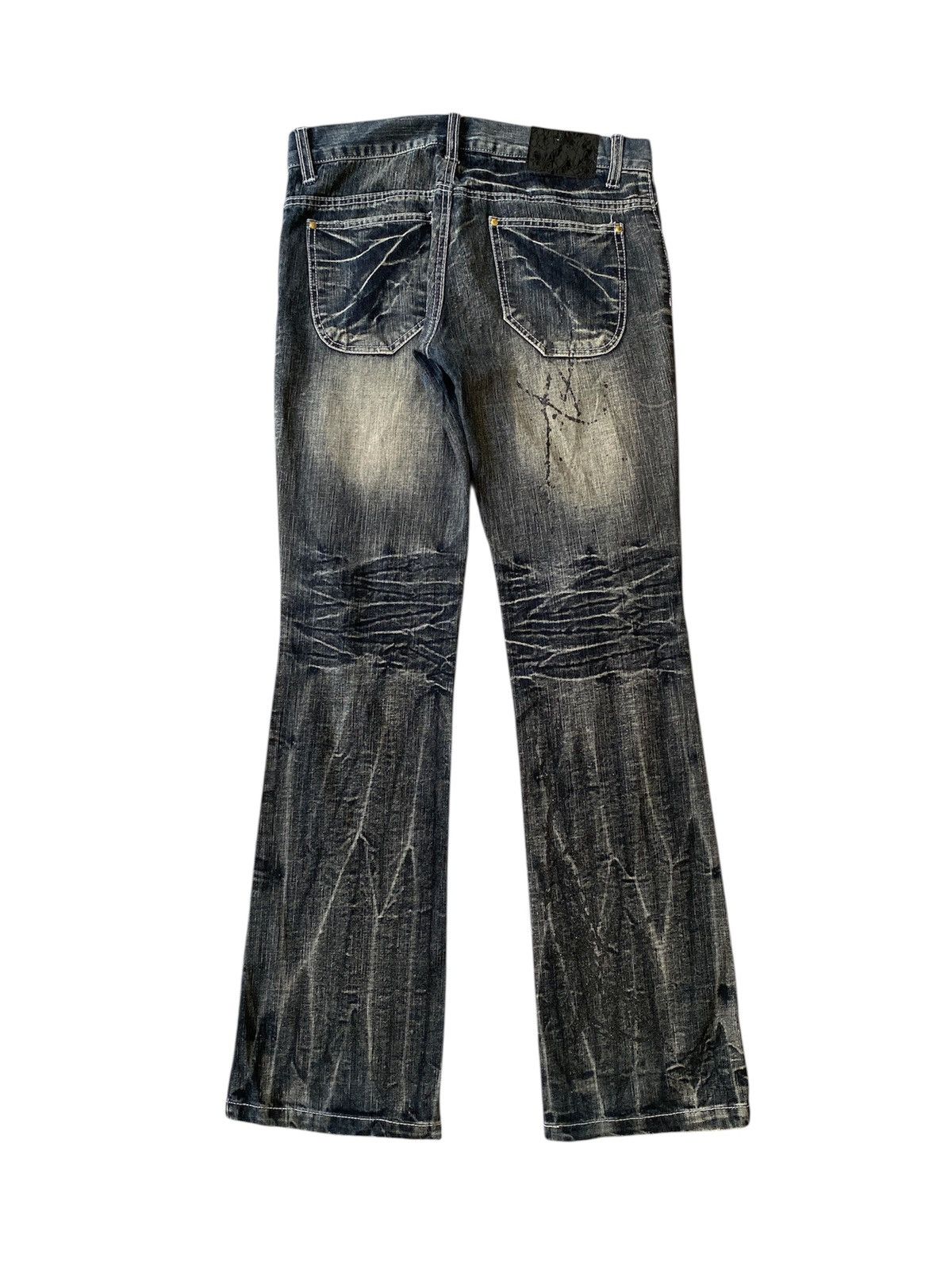 Japanese Brand Black Baccara Distressed Claws Mark Design Flare Denim Size US 32 / EU 48 - 2 Thumbnail