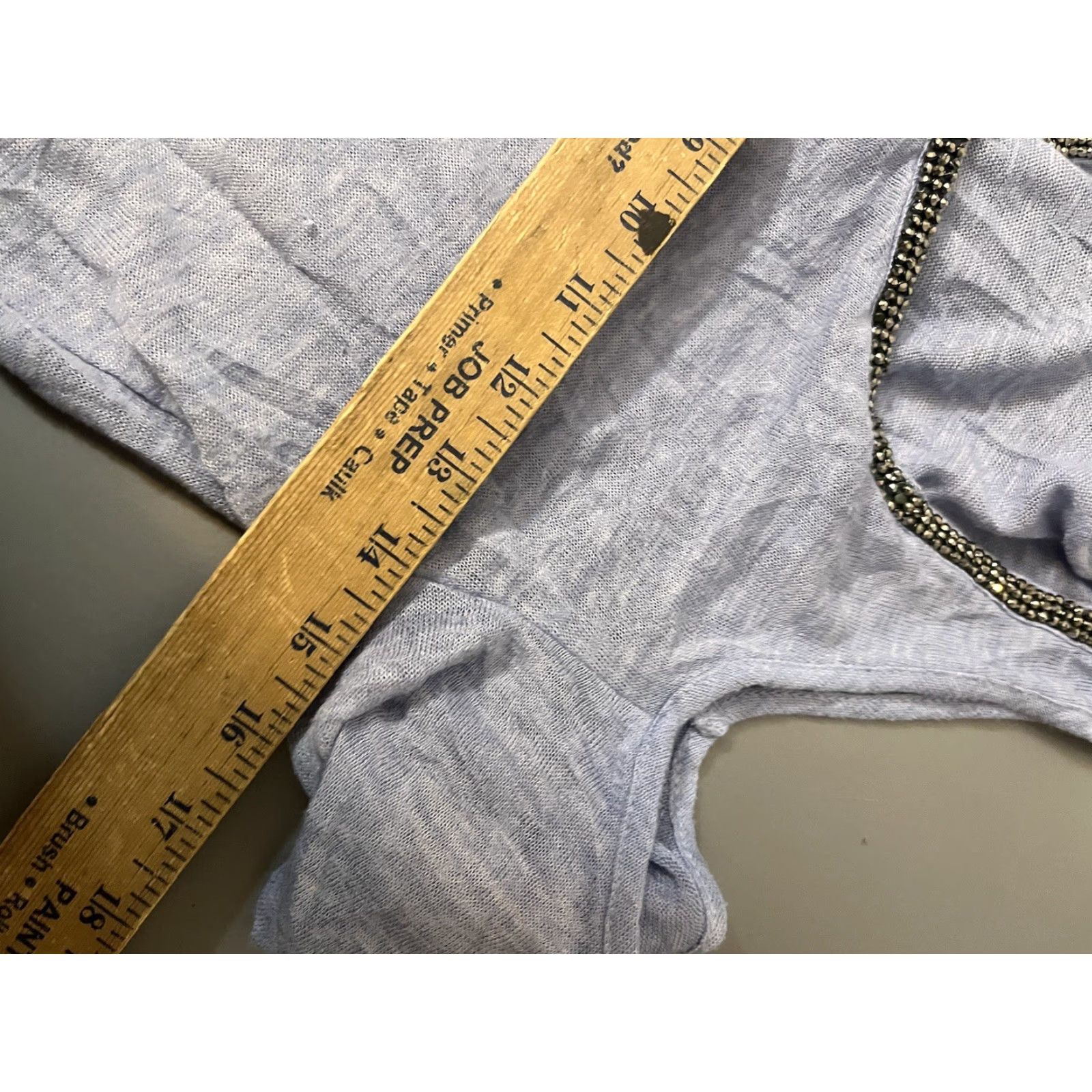 Juicy Couture VINTAGE Juicy Couture Kohls Heather Dusty Blue Cold Shoulder Beaded Neck Knit Hi Lo Med Shirt Womens Size M / US 6-8 / IT 42-44 - 6 Thumbnail