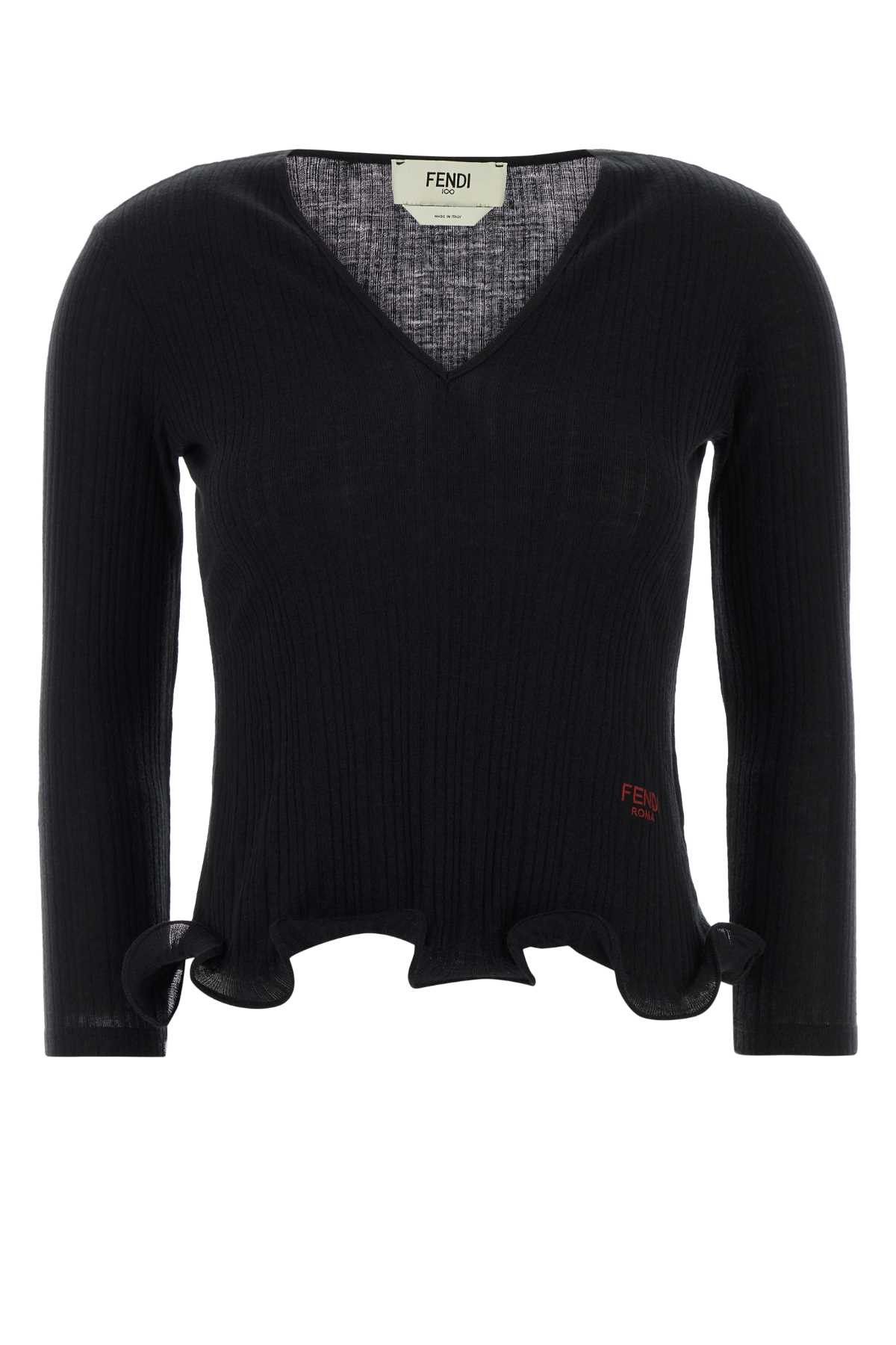 Fendi Black Wool Top Size L / US 10 / IT 46 - 1 Thumbnail