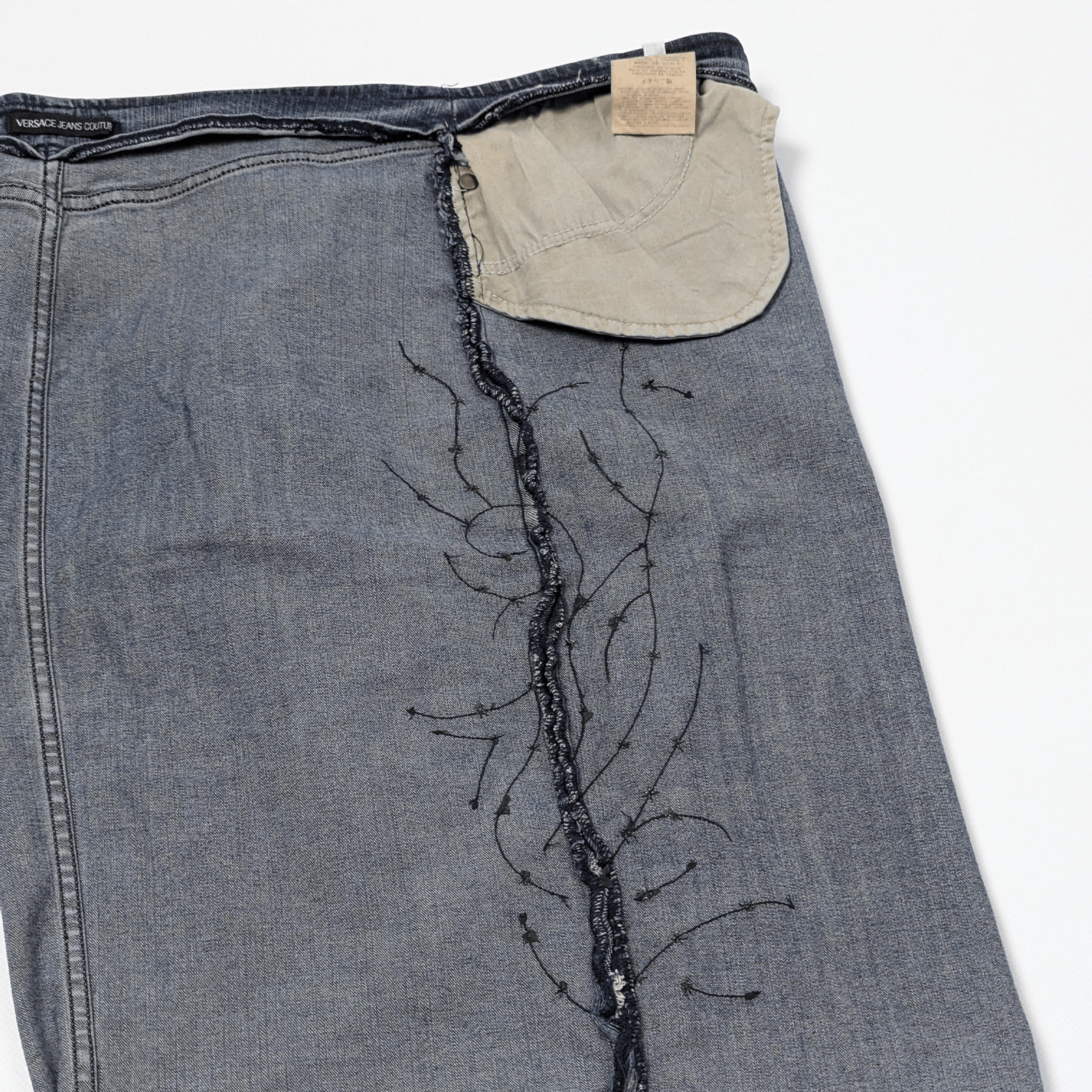 Versace Jeans Couture Versace Y2K Rhinestone Tribal Vintage 00s Denim Skirt 28/S-M Size 28" / US 6 / IT 42 - 13 Thumbnail
