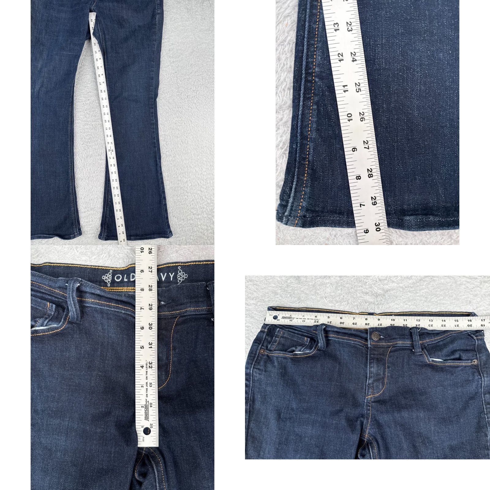 Old Navy VINTAGE Old Navy Jeans Womens 14 Blue Denim Jeans Flare Low Rise Dark Cotton Blend 34x30 Size 36" / US 14 / IT 50 - 8 Thumbnail