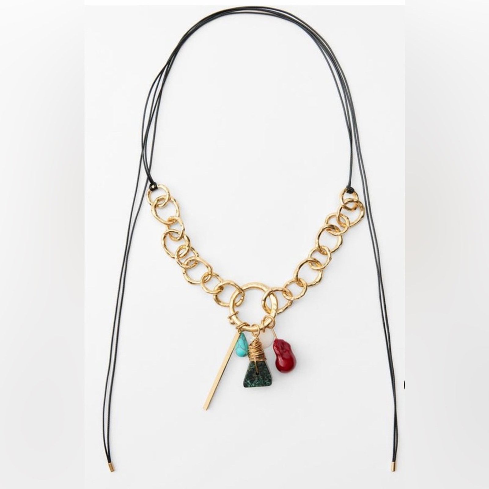 Zara NWT- Zara CONTRAST NECKLACE WITH STONES AND CHARMS Size ONE SIZE - 2 Thumbnail