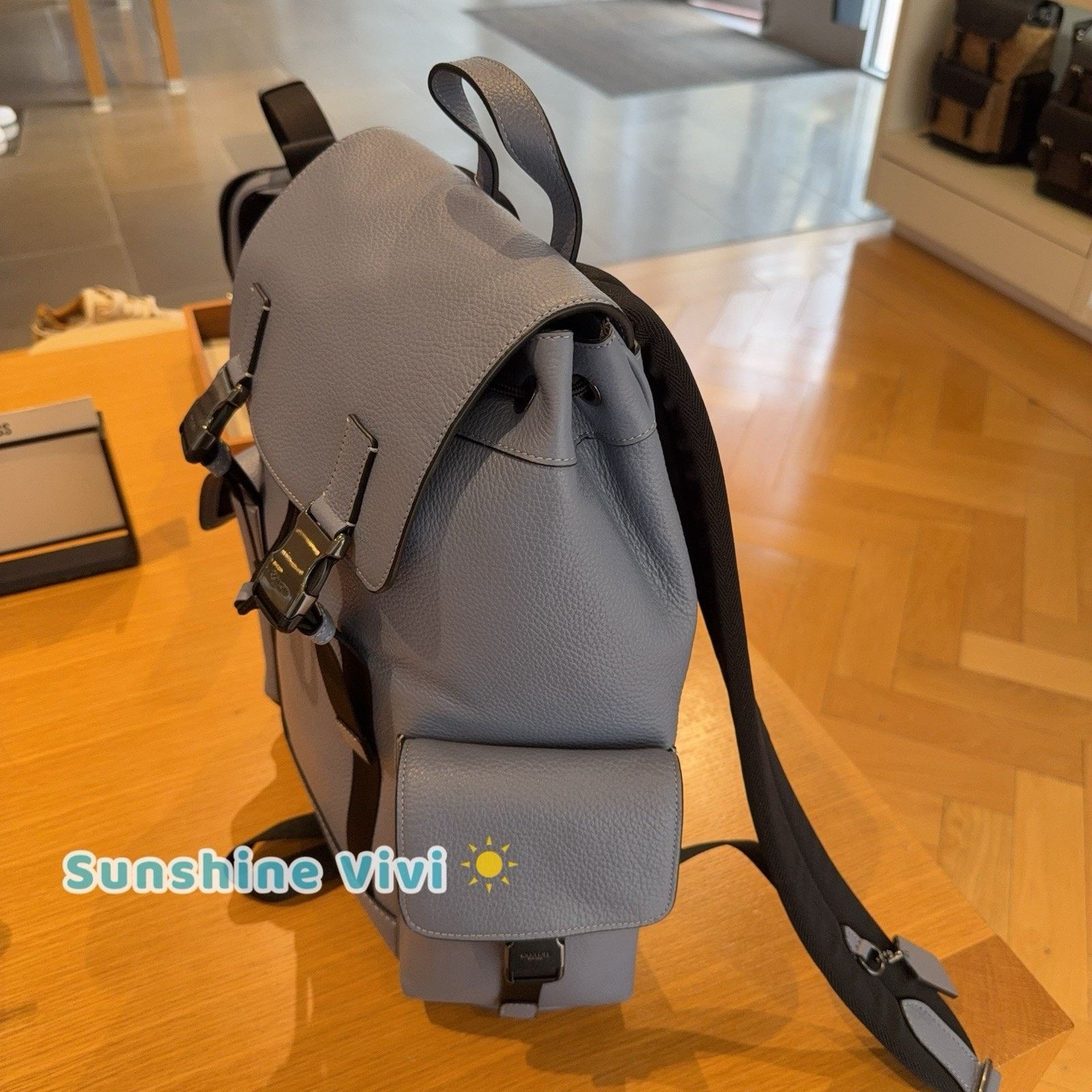 Coach NWT COACH MEN'S Clark Backpack leather CCF89 PALE LAPIS Size ONE SIZE - 2 Thumbnail