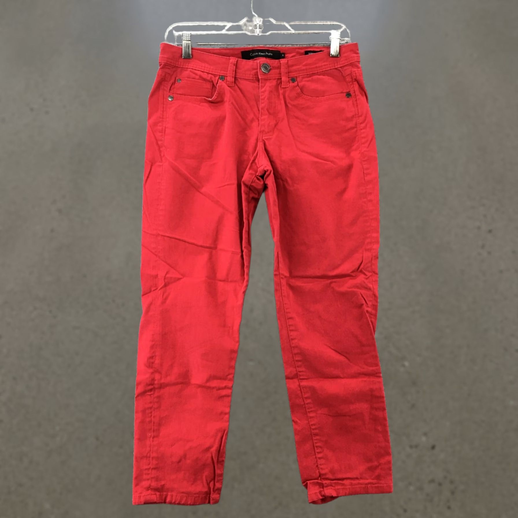 Calvin Klein Calvin Klein Skinny Crop Pants Womens 6 Red Mid Rise 5 Pockets Flat Front Casual Size 28" / US 6 / IT 42 - 1 Thumbnail