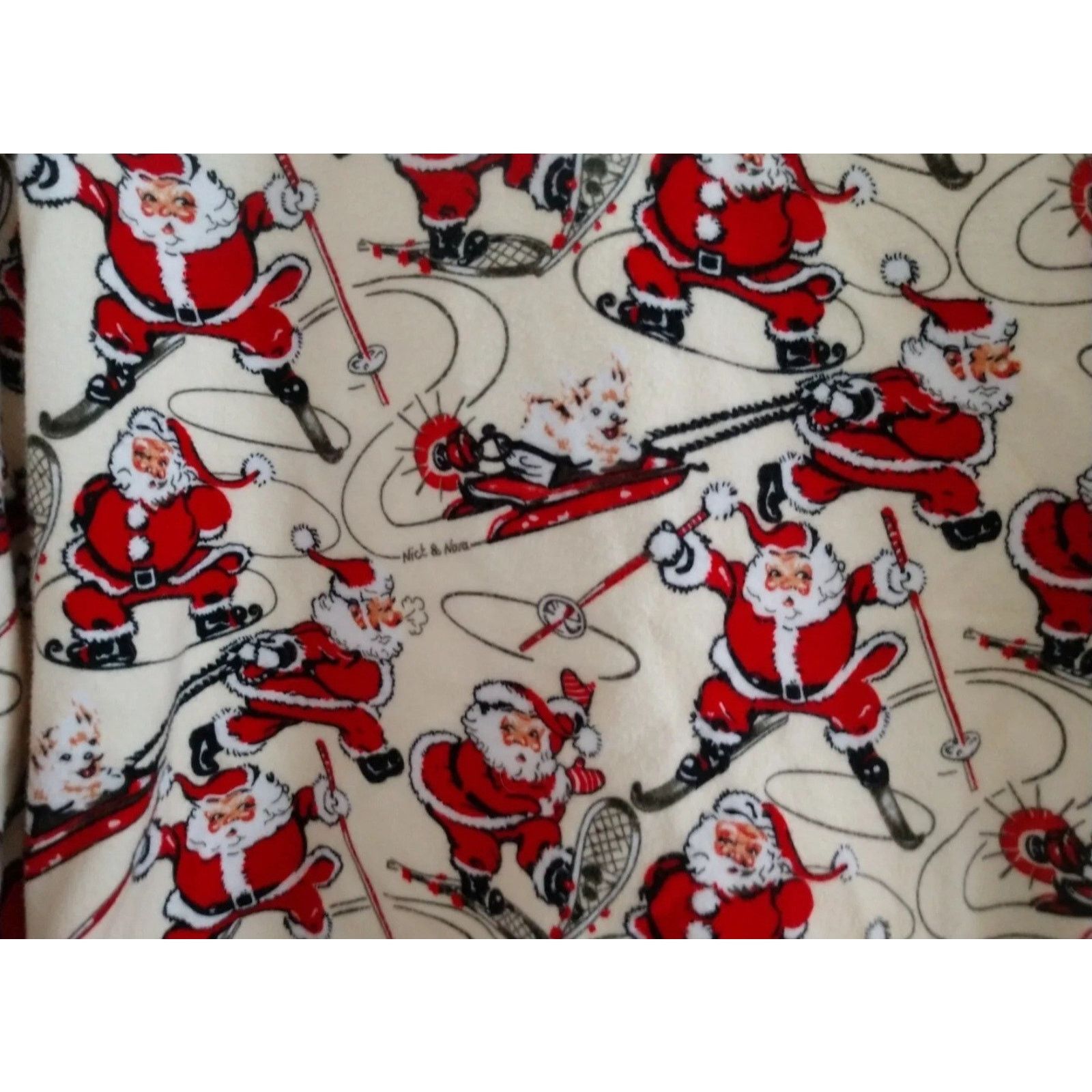 Other Nick and Nora VTG 90' Santa Christmas Sports Flannel Pajama Size ONE SIZE - 3 Thumbnail