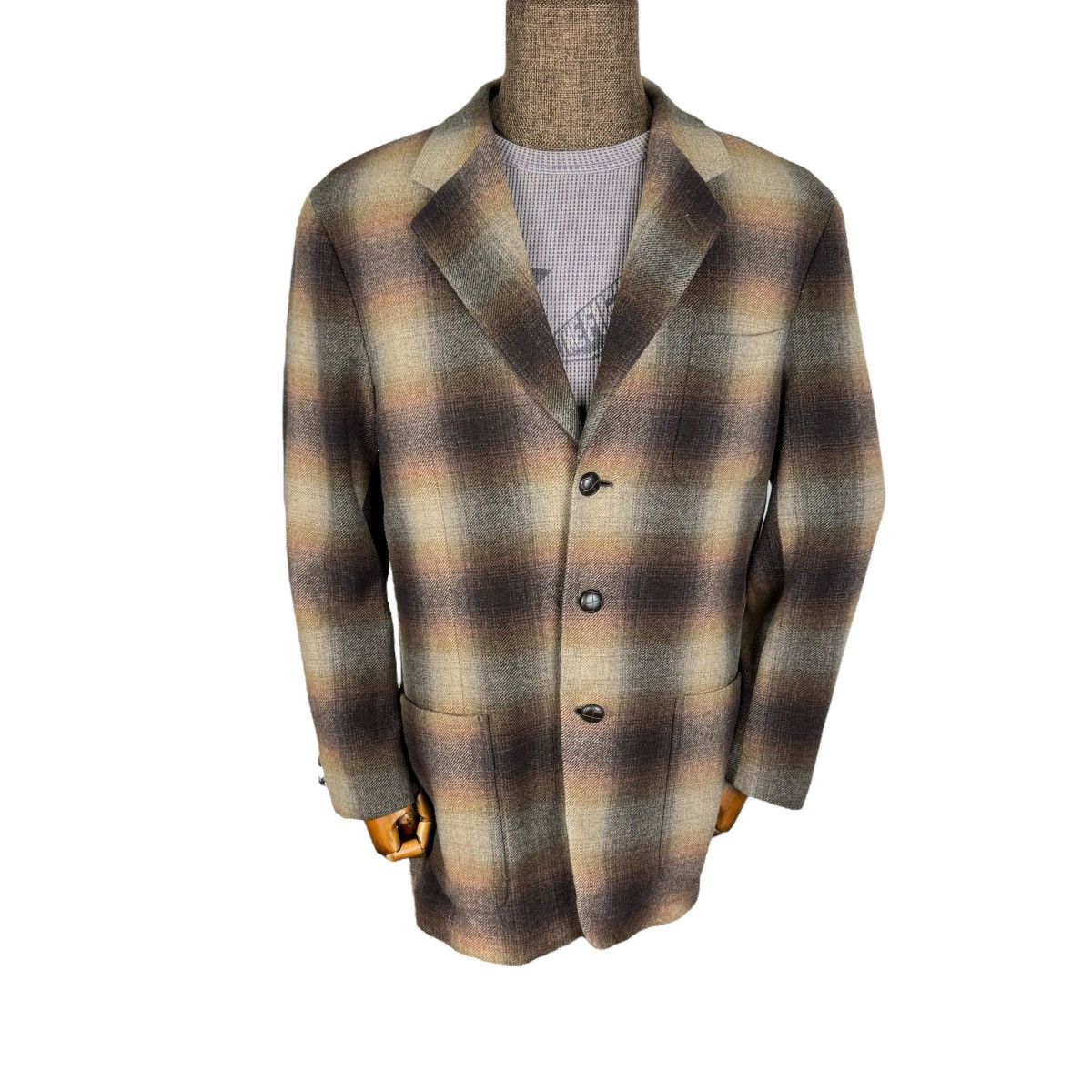 Japanese Brand ❄️INTERMEZZO JAPAN SHADOW PLAIDS BLAZER COAT Size US L / EU 52-54 / 3 - 16 Thumbnail