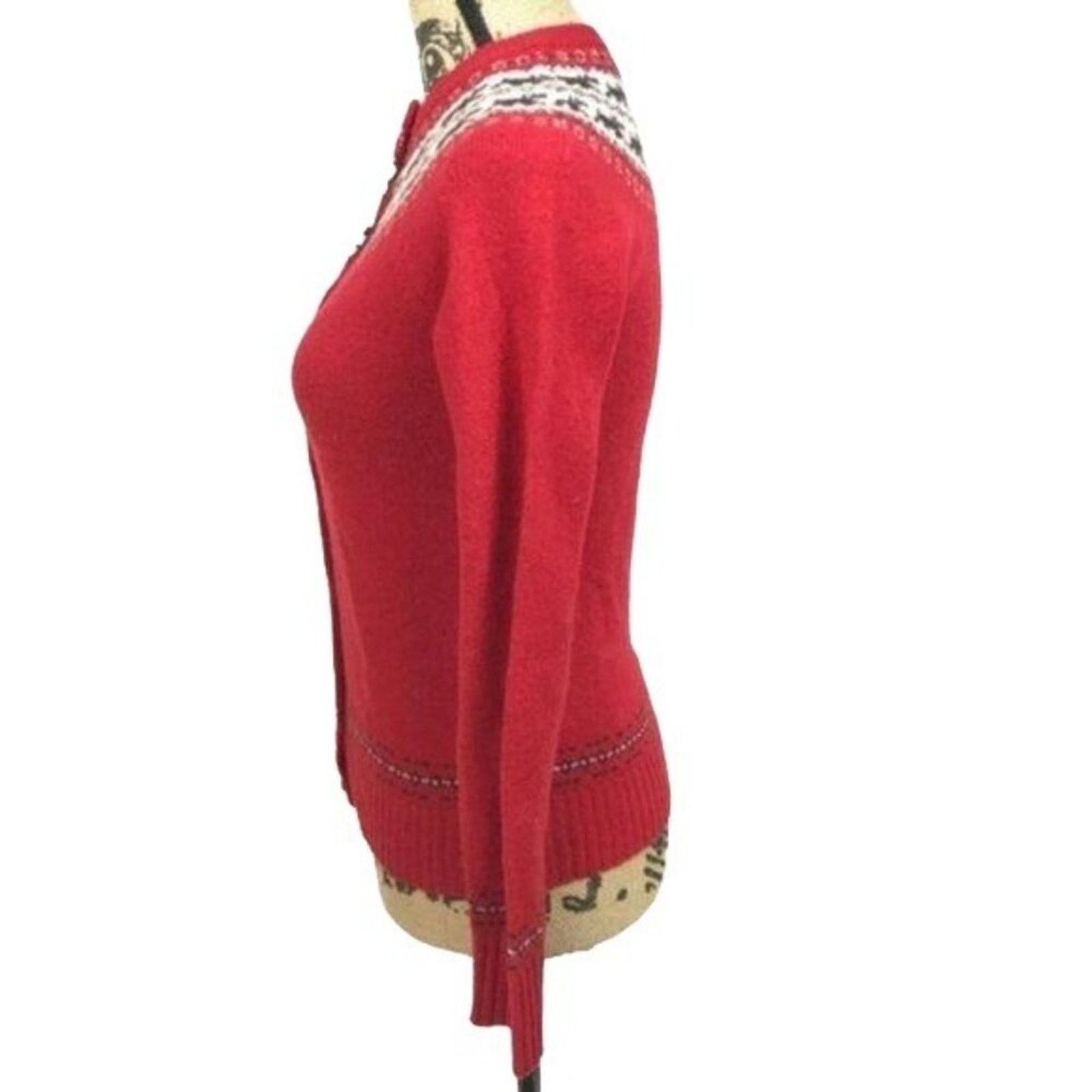 J.Crew J Crew Scottie Dog Red Lambs Wool Cardigan Small Size S / US 4 / IT 40 - 6 Thumbnail