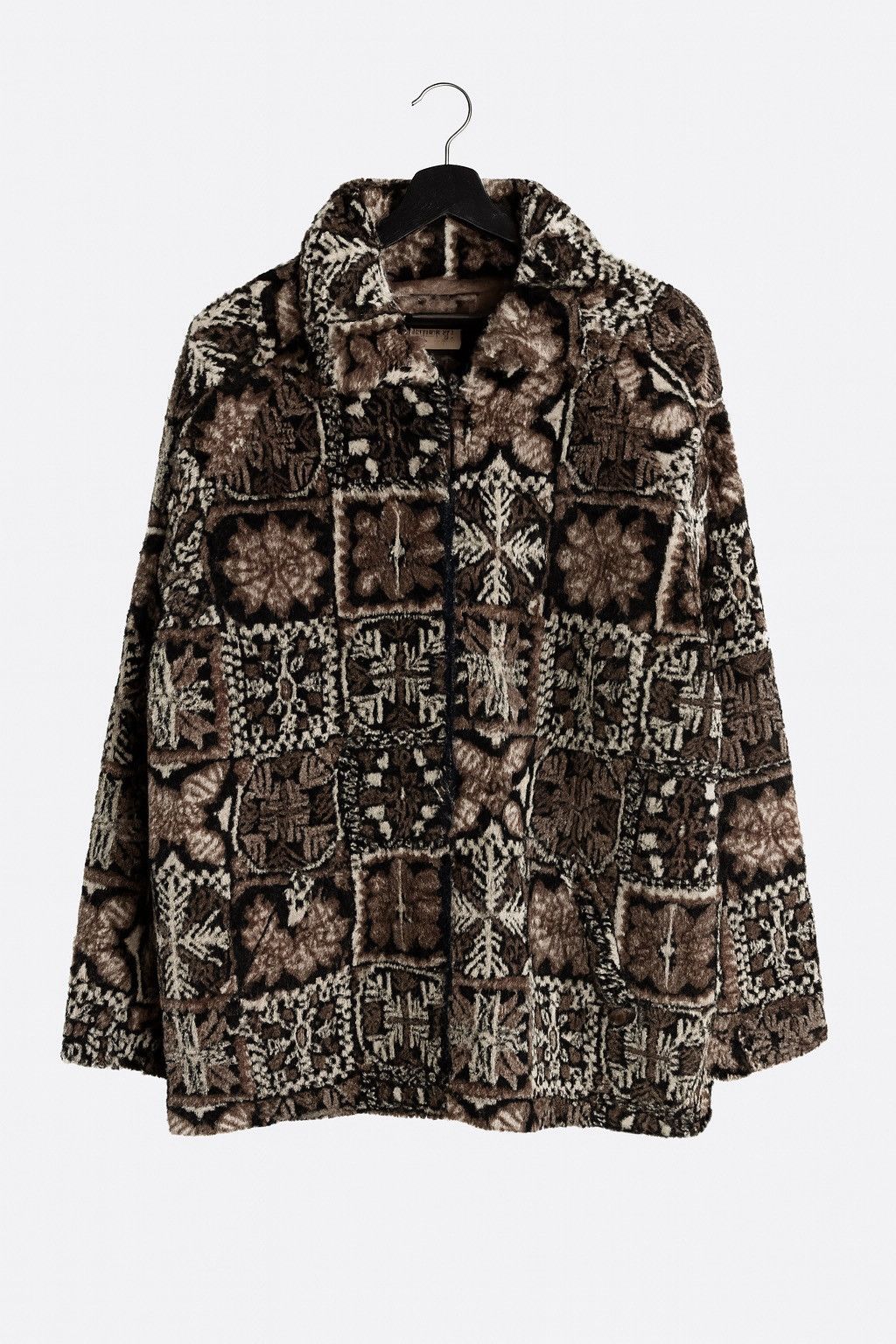 Vintage Vintage Back Fire Patterned Faux Fur Coat – Retro 90s Size US M / EU 48-50 / 2 - 1 Thumbnail
