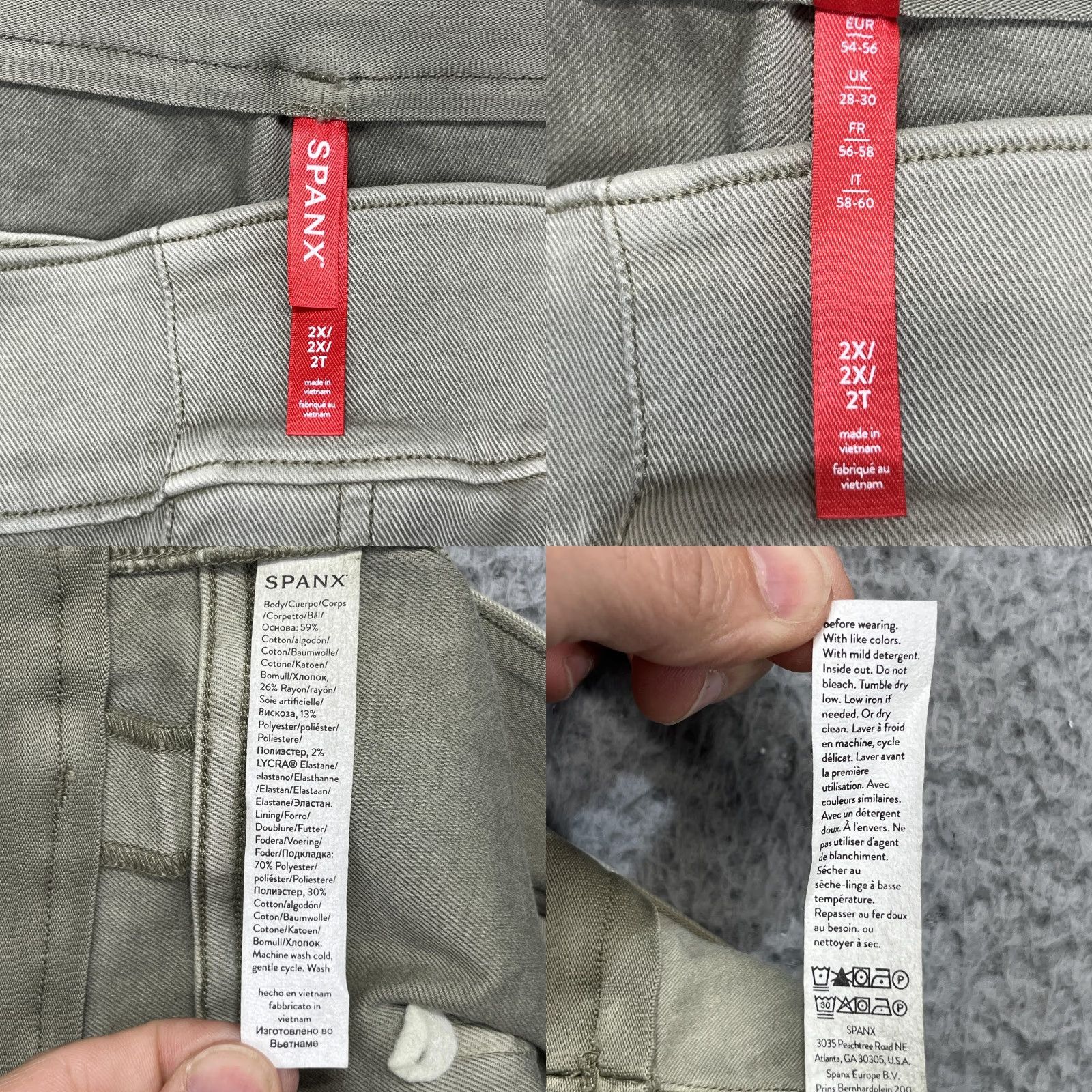 Spanx Spanx Cropped Twill Pants Womens 2X Beige Straight Leg Shaping Pull On Pockets Size 40" / US 18 - 10 Thumbnail