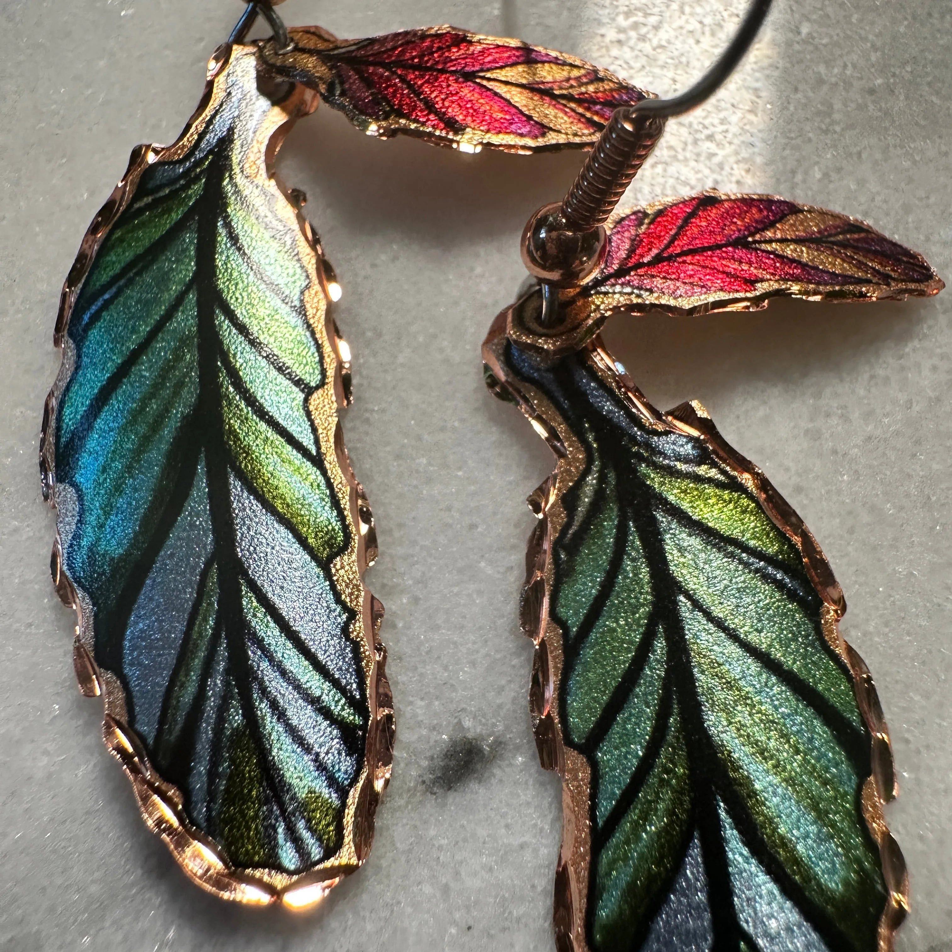 Other Handcrafted Boho Earrings, Copper Colorful Feather Native Am Size ONE SIZE - 5 Thumbnail