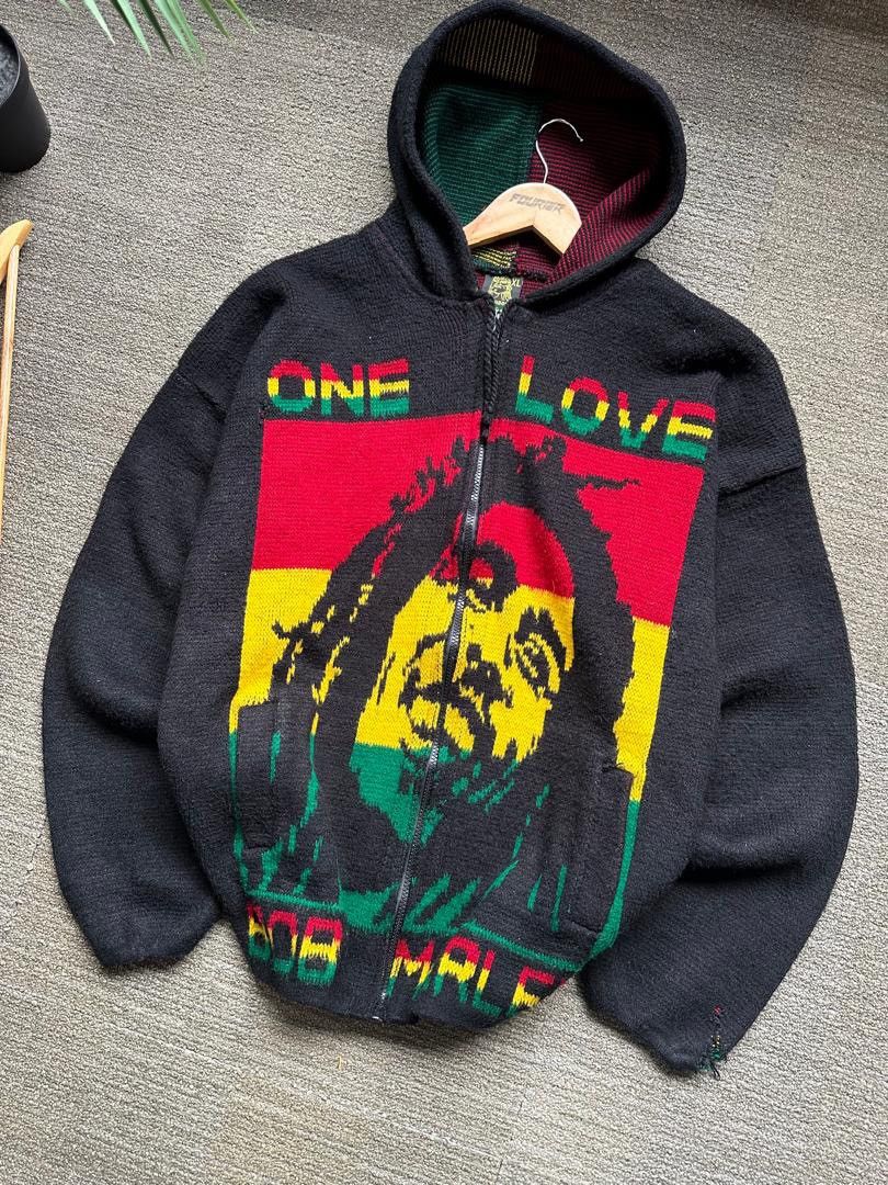 Bob Marley × Vintage VINTAGE 90’s KNIT WOOL BOB MARLEY RASTA ZIPPER HOODIE Size US XL / EU 56 / 4 - 3 Thumbnail