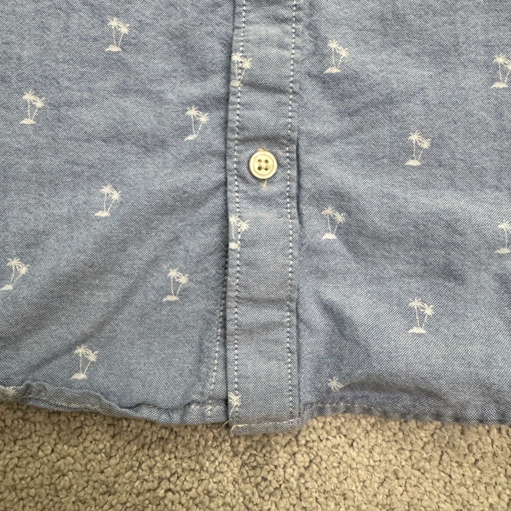 Vans VANS Palm Tree Print Button-Up Shirt Mens Small Blue Chambray Casual Beach Streetwear Size US S / EU 44-46 / 1 - 7 Thumbnail