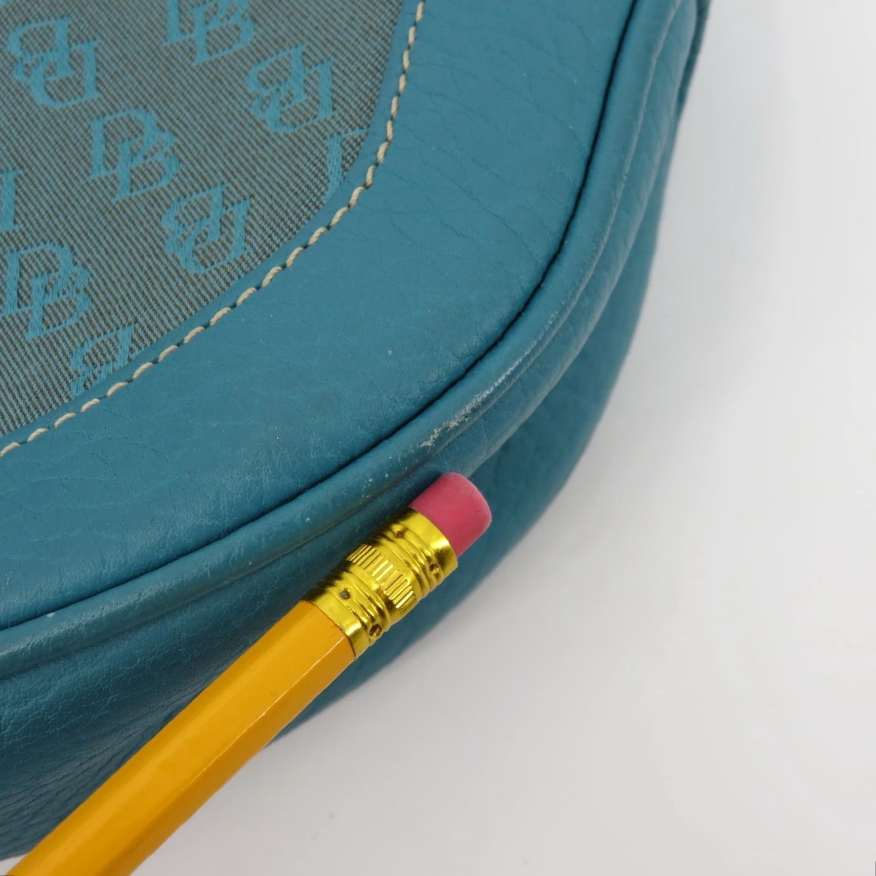 Dooney & Bourke VINTAGE Dooney & Bourke Signature DB Logo Jacquard Hobo Shoulder Bag Blue Leather Y2K Women Adults Size ONE SIZE - 5 Thumbnail