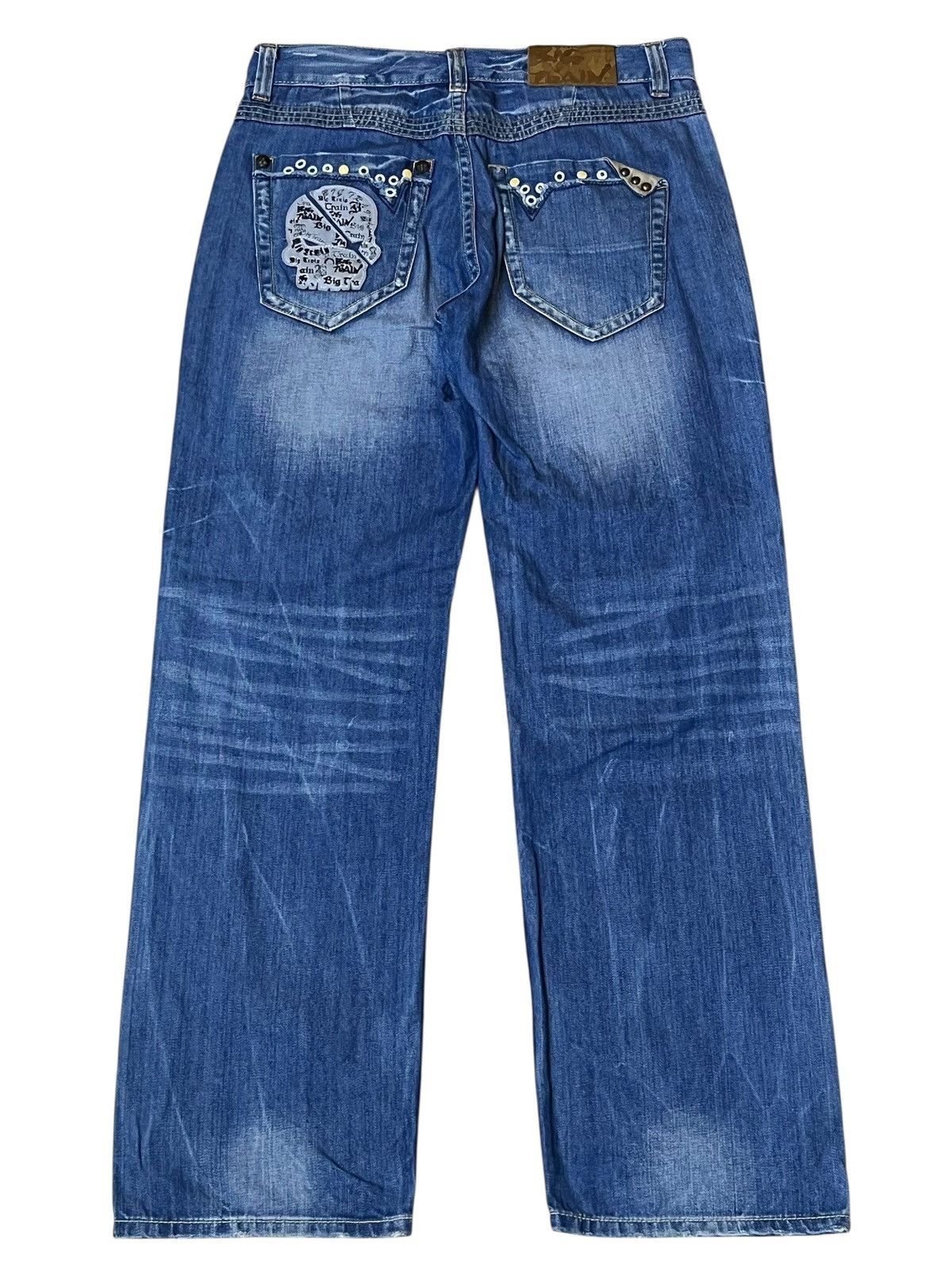Japanese Brand Japanese y2k BIG TRAIN OSAKA JEANS skull patches dirty jeans Size US 33 - 3 Thumbnail