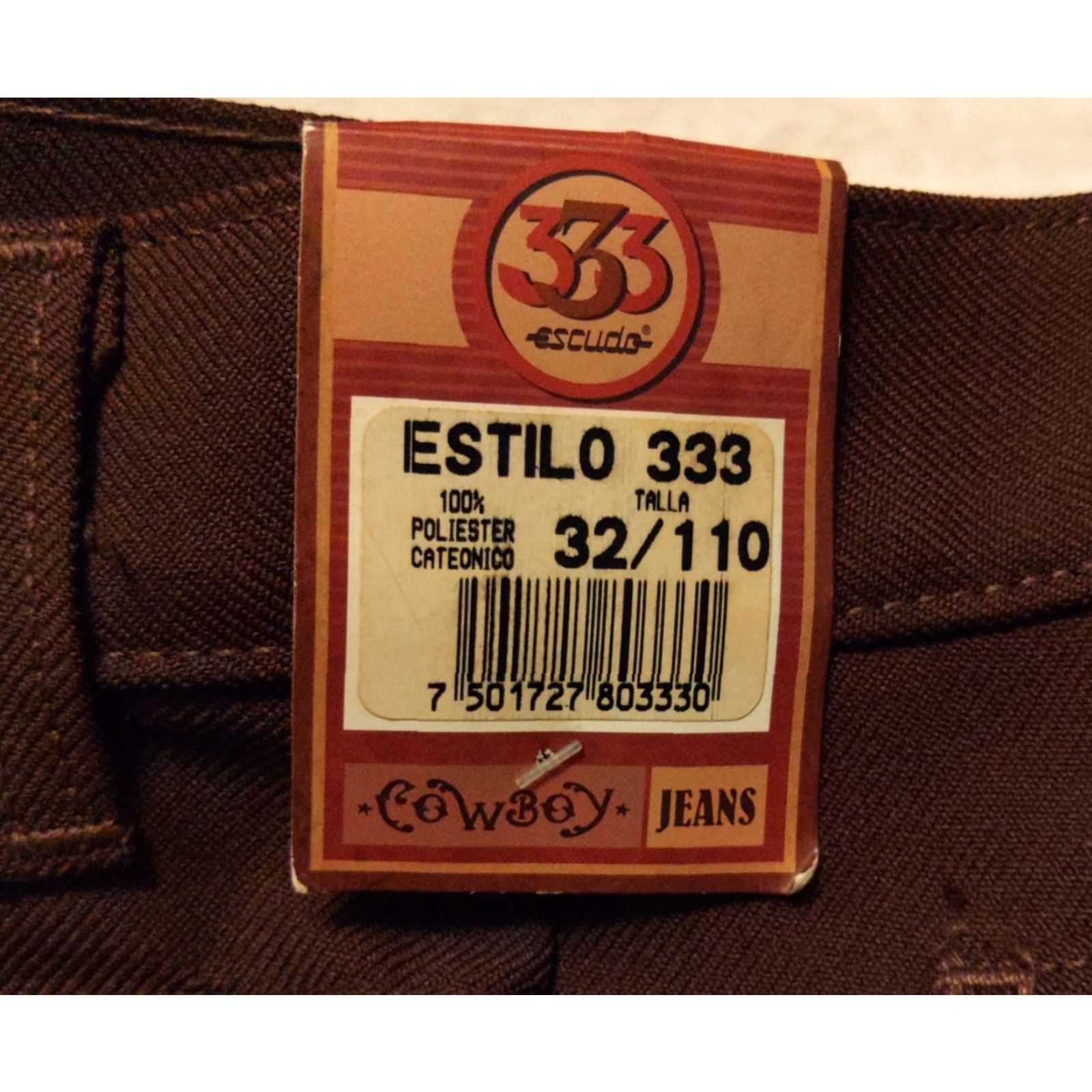 Vintage VINTAGE Escudo Jeans Cowboy Brown 333 Estilo Men's 32 x 32 5-Pocket Denim Polyester Black Label Cowboys Southwestern Solid Brown Jeans Mens Size US 32 / EU 48 - 4 Thumbnail