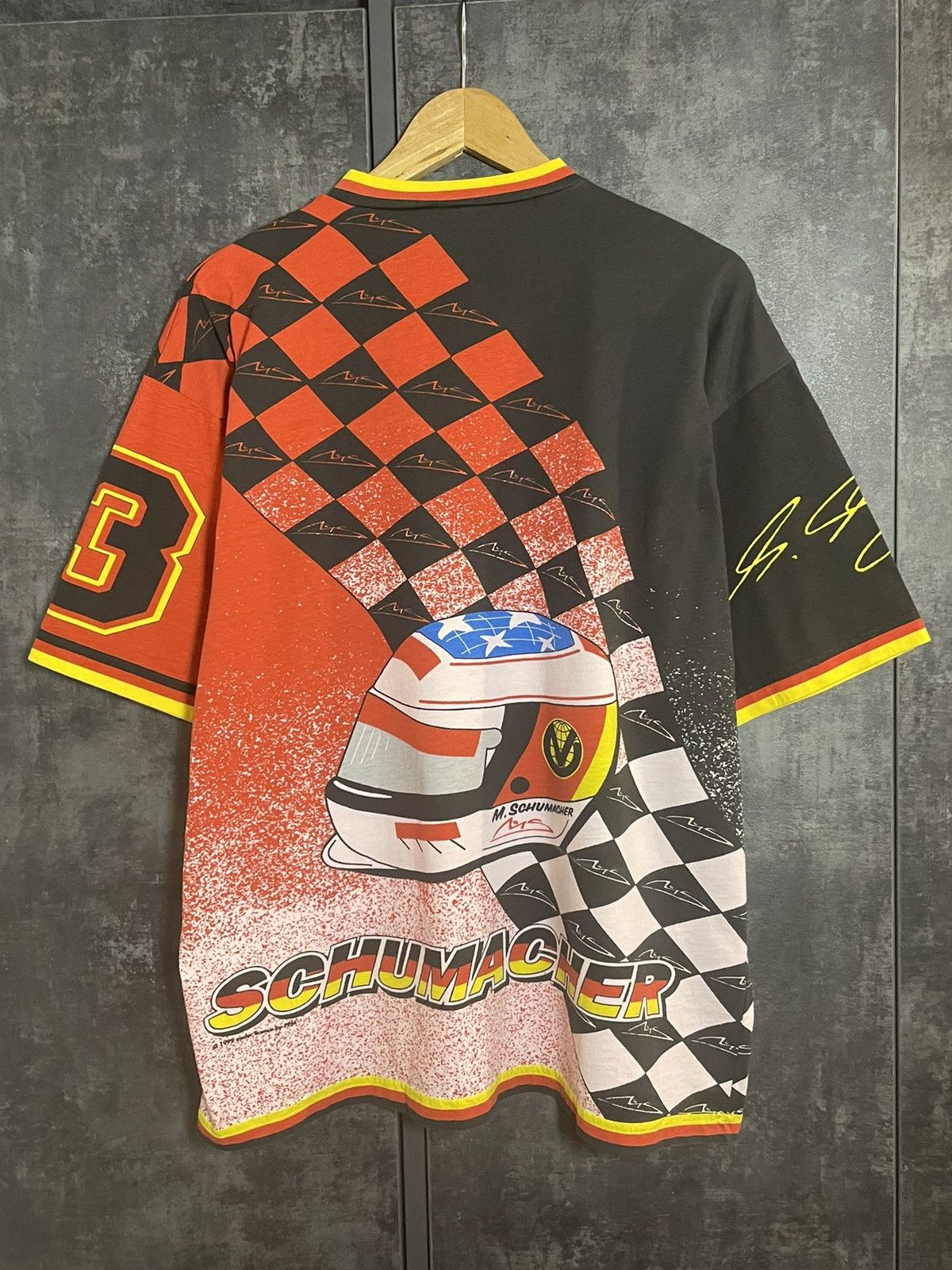 Vintage Crazy Vintage 1999 Michael Schumacher AOP Hype T-shirt Size US XL / EU 56 / 4 - 6 Thumbnail