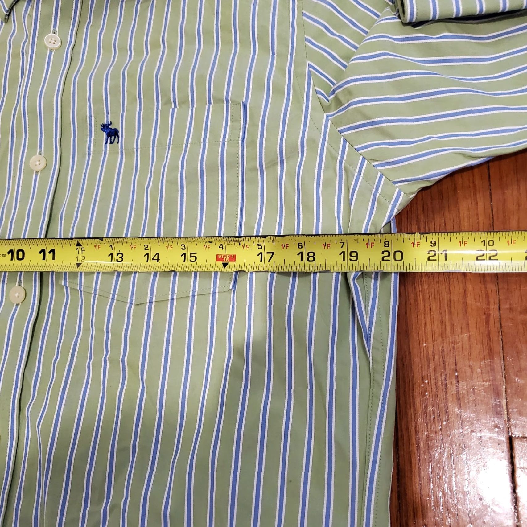 Abercrombie & Fitch VINTAGE Abercrombie & Fitch Muscle Shirt Green Striped Slim Fit 90s Casual Shirt Men M Size US M / EU 48-50 / 2 - 6 Thumbnail