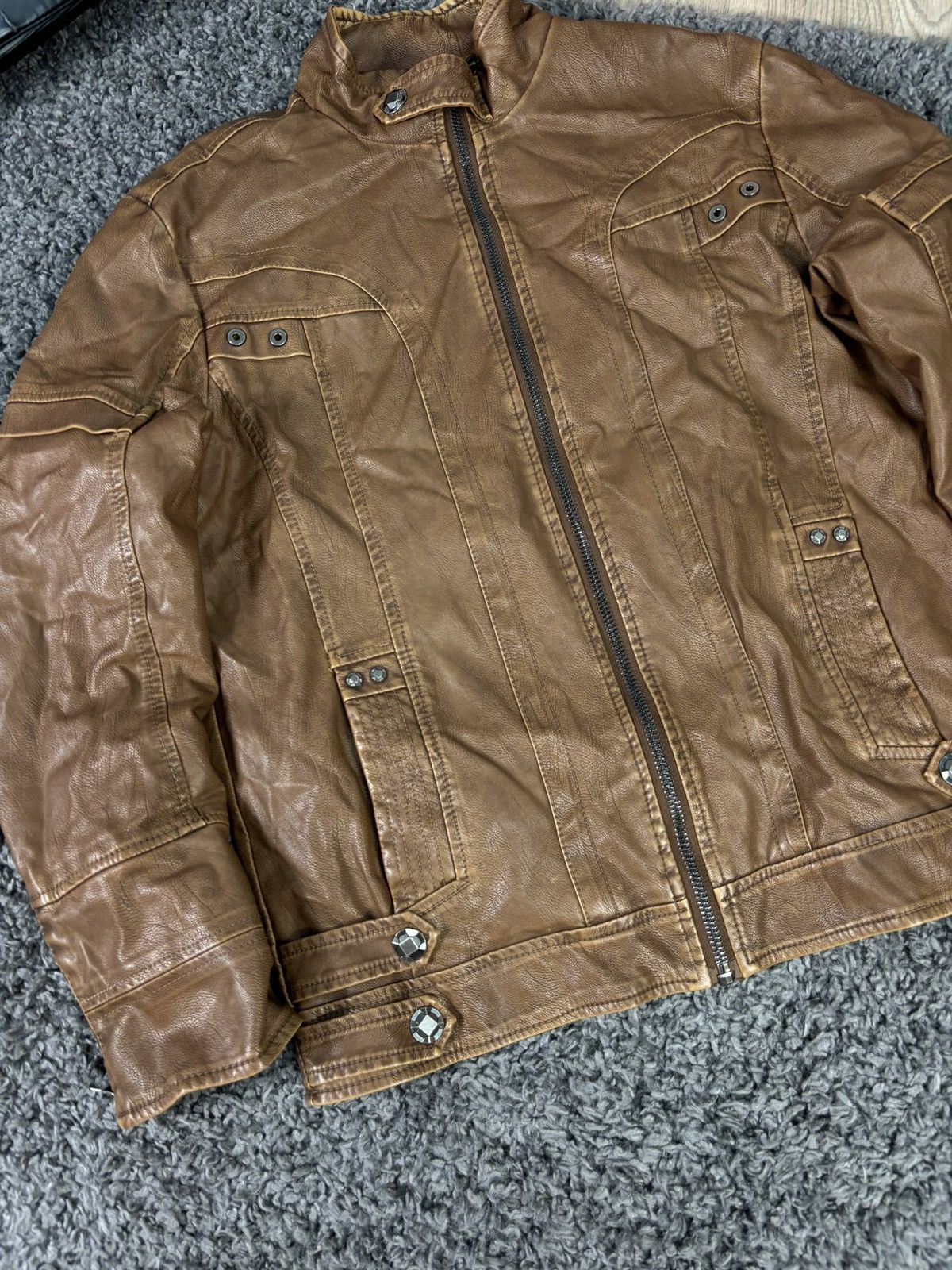 Vintage Vintage Y2K Leather Jacket 2000s Avant Garde Size US L / EU 52-54 / 3 - 5 Thumbnail
