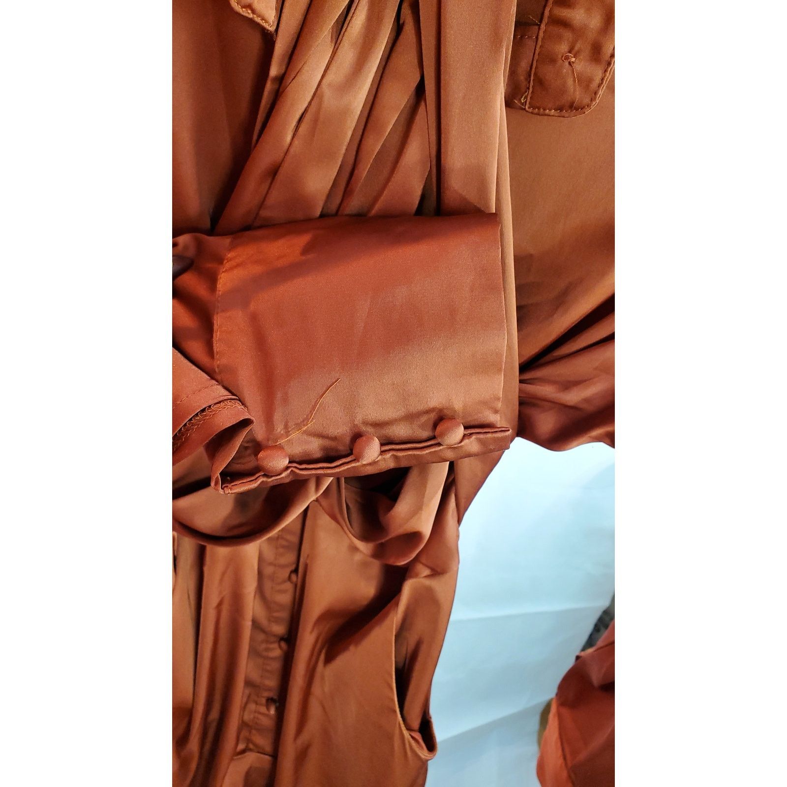 Other Hers & Mine Rust Satin Button Long Sleeve Shirt Dress Size S Size S / US 4 / IT 40 - 8 Thumbnail