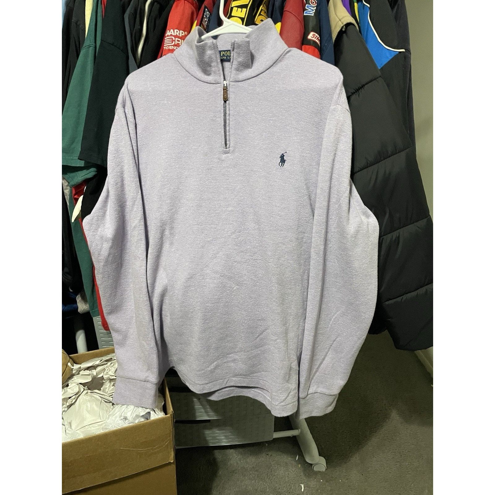 Polo Ralph Lauren Size L-VTG Polo Ralph Lauren Lavender/ Lilac Quarter Zip 1/4 Size US L / EU 52-54 / 3 - 1 Thumbnail