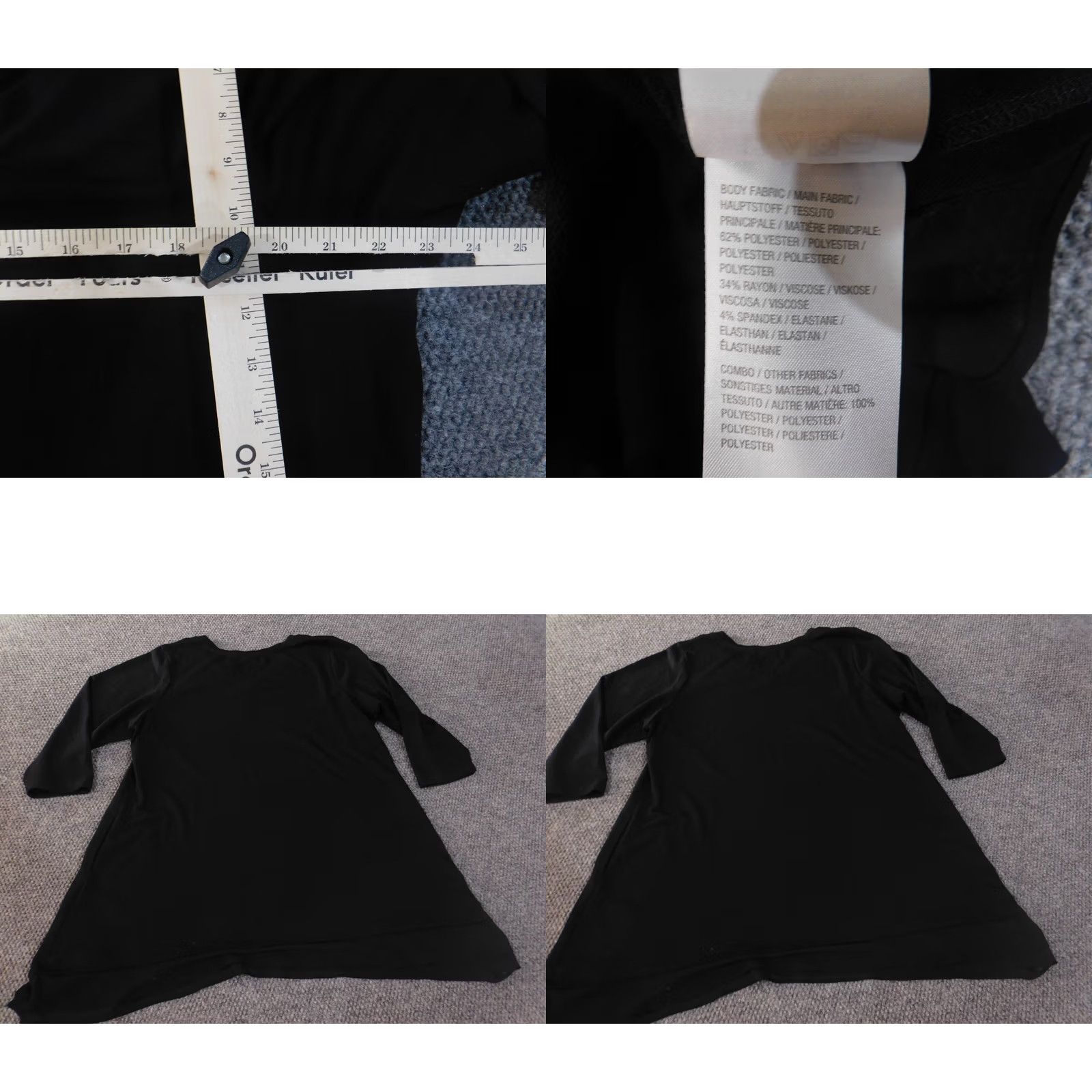 Vintage LOGO by Lori Goldstein Blouse Tunic 1X Womens Black V-Neck Pullover Stretch Knit Cotton Regular Sleeve 3/4 Vintage No Size XL / US 12-14 / IT 48-50 - 8 Thumbnail