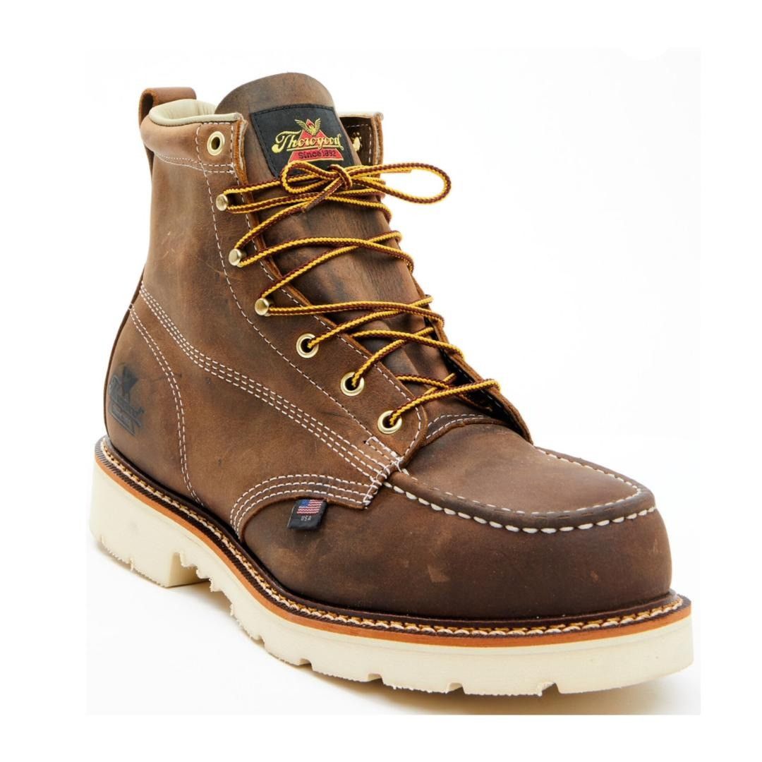 image of Thorogood Mens Brown Leather Trail Crazy Horse Safety Toe Mo Shoes (Size 10)