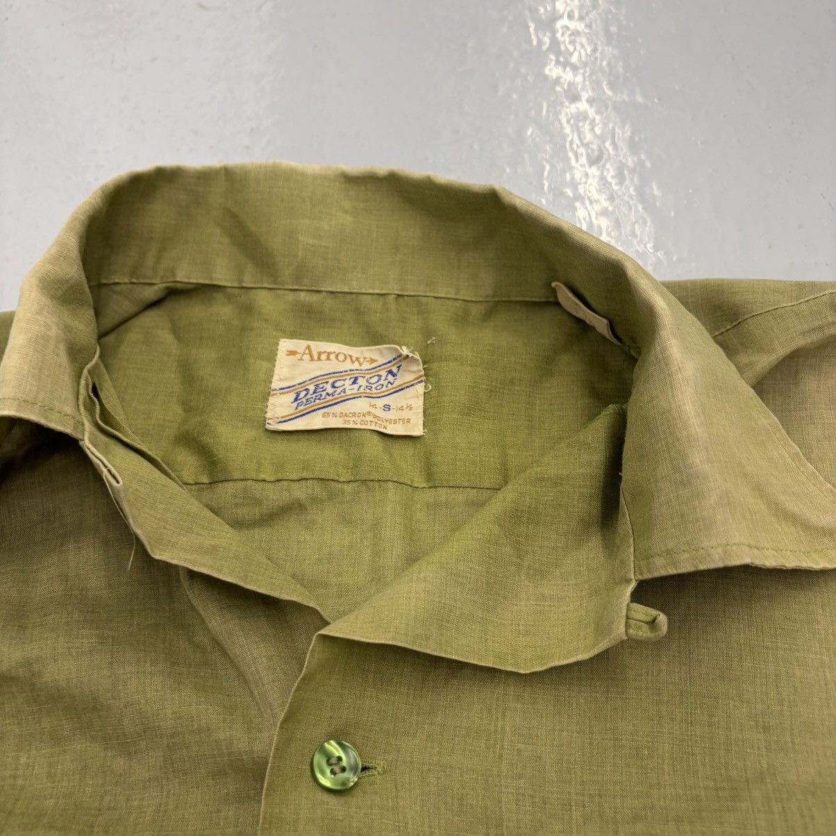 Arrow Vintage 60s Arrow Decton Green Blank Loop Collar Shirt Size US S / EU 44-46 / 1 - 5 Thumbnail