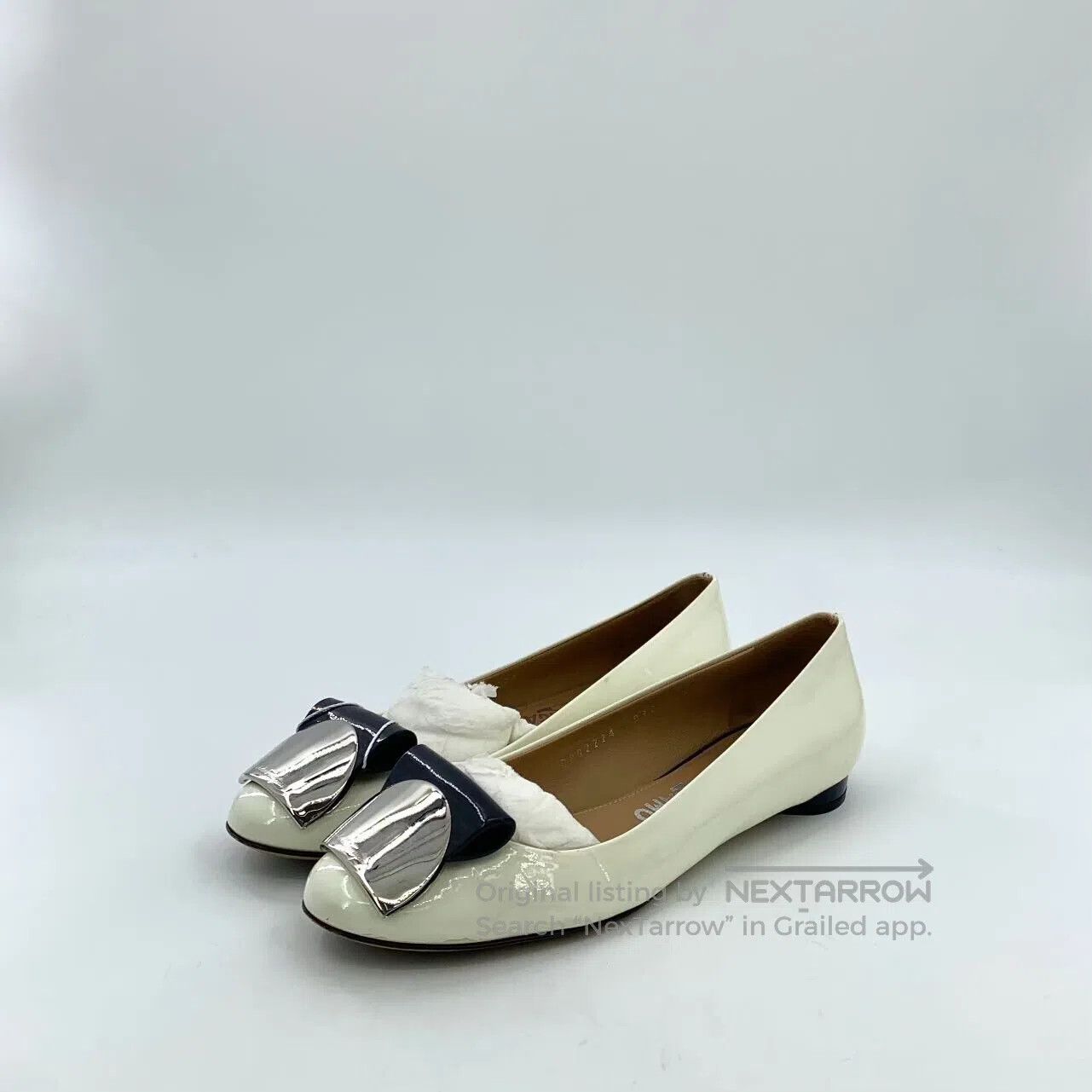 Salvatore Ferragamo Salvatore Ferragamo Off-white metal buckle patent leather Size US 6.5 / IT 36.5 - 1 Thumbnail