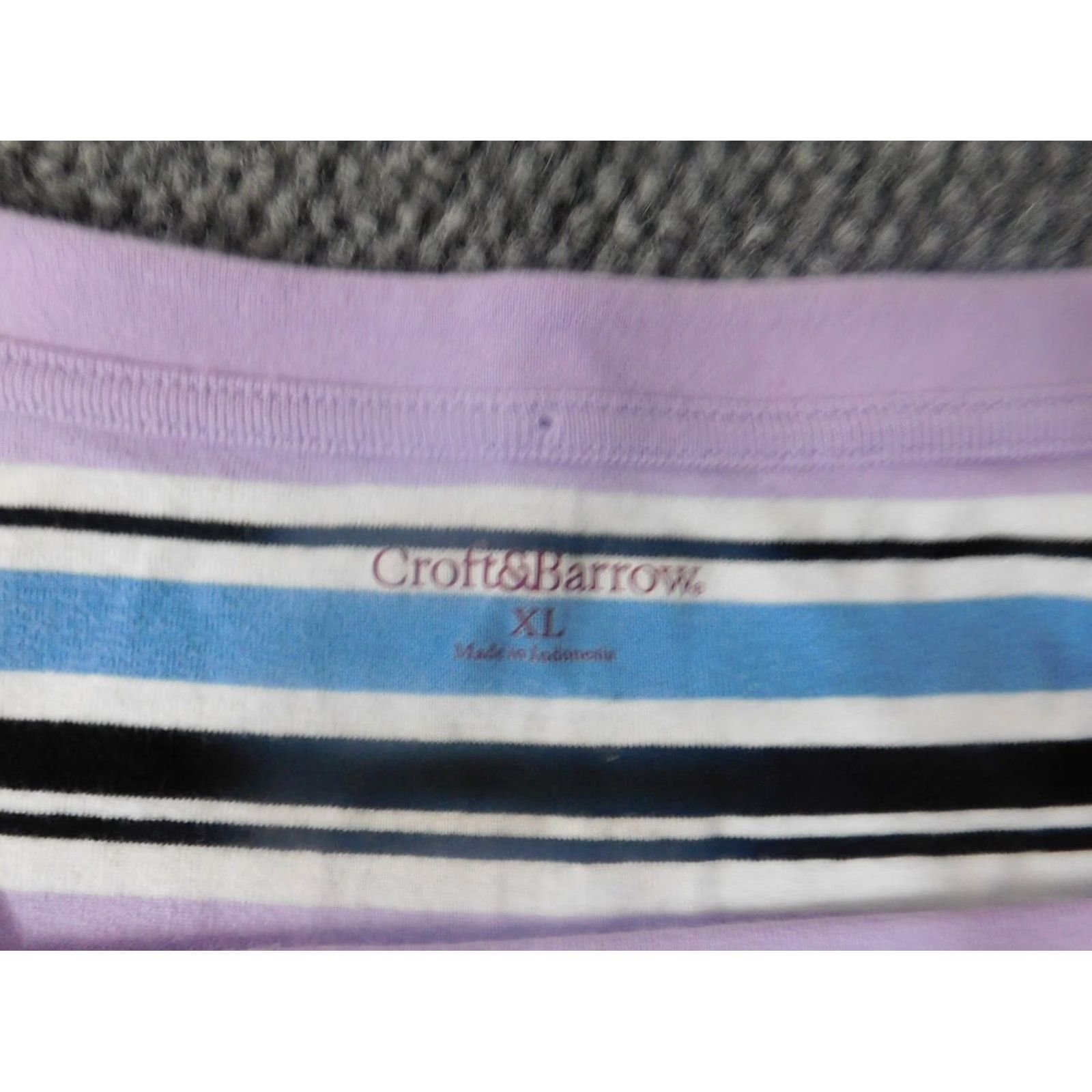 Croft & Barrow Croft & Barrow Womens Blouse XL Purple Striped Crew Neck Short Sleeve Casual Shirt Regular Clothing Size XL / US 12-14 / IT 48-50 - 4 Thumbnail