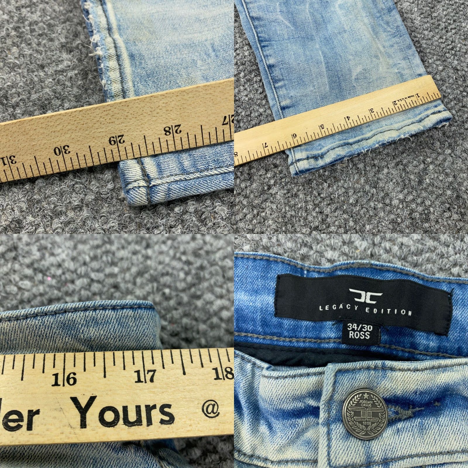 Jordan Craig Jordan Craig Lagacy Edition Jeans Mens 34x30 Blue Distressed Stretch Denim 5-Pocket Straight Inseam 29in Regular Size Mens Size US 34 / EU 50 - 8 Thumbnail