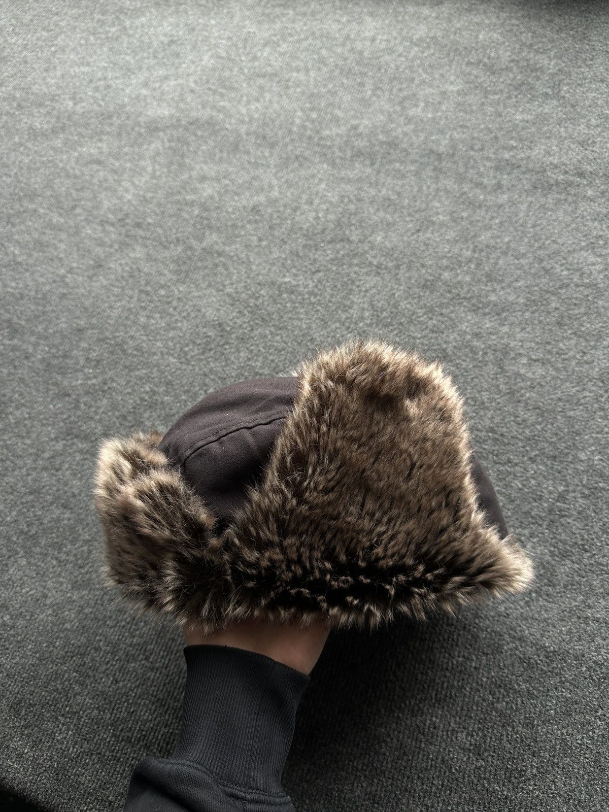 Japanese Brand 🚨Vintage Y2K Fuzzy Faux Fur Ushanka Hat RARE BLACK Size ONE SIZE - 8 Thumbnail