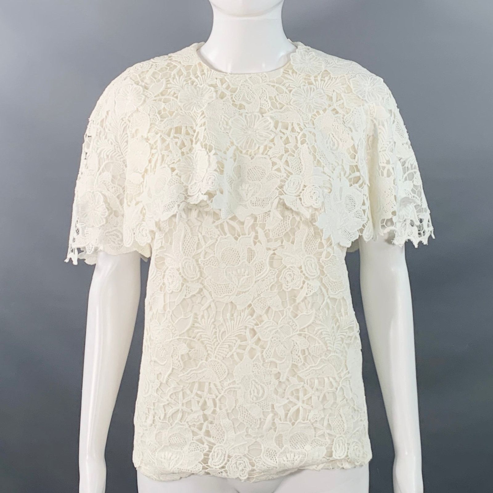 Jason Wu 0 White Guipure Cotton Lace Overlay Blouse Size XS / US 0-2 / IT 36-38 - 1 Thumbnail