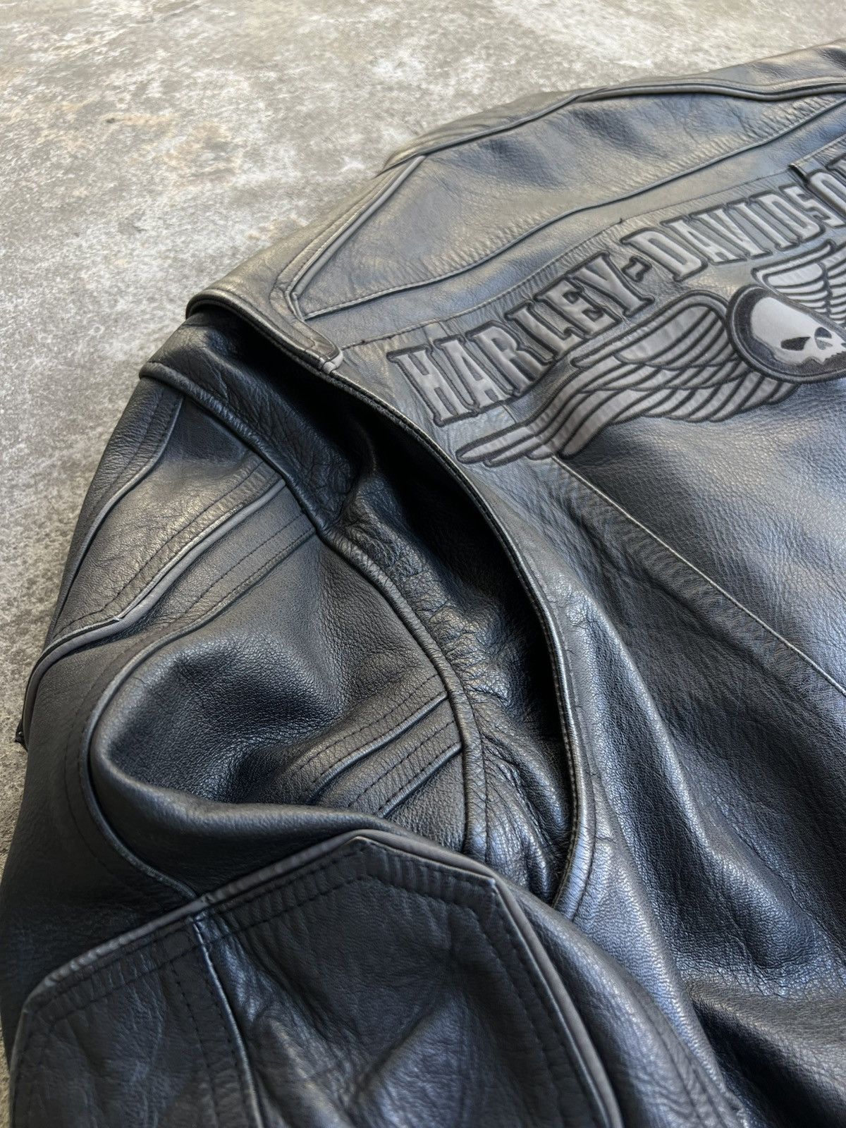 Harley Davidson × West Coast Choppers Crazy Vintage Harley Davidson Leather Jacket Big Logo Rare Size US L / EU 52-54 / 3 - 16 Thumbnail