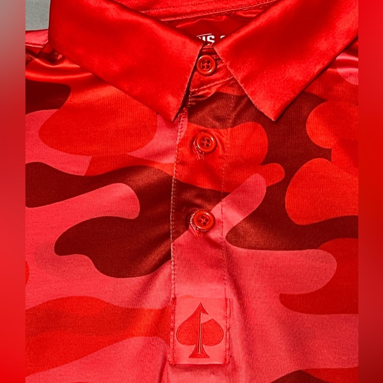 Other Pins Aces Polo Shirt Men's Golf Red Camo Print Stretch Size US M / EU 48-50 / 2 - 3 Thumbnail