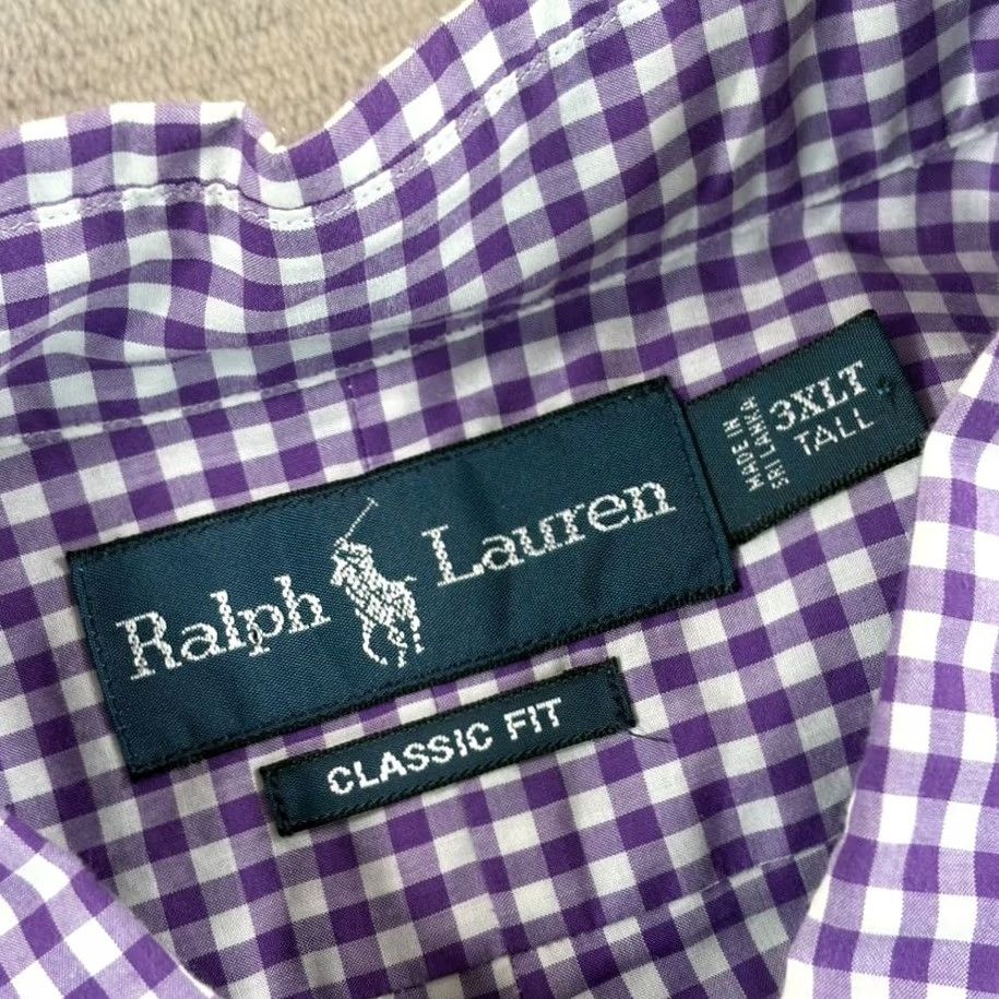Polo Ralph Lauren VINTAGE Polo Ralph Lauren Oxford Shirt Purple Gingham Check Men 3XLT Tall Classic Pony Size US XXL / EU 58 / 5 - 2 Thumbnail