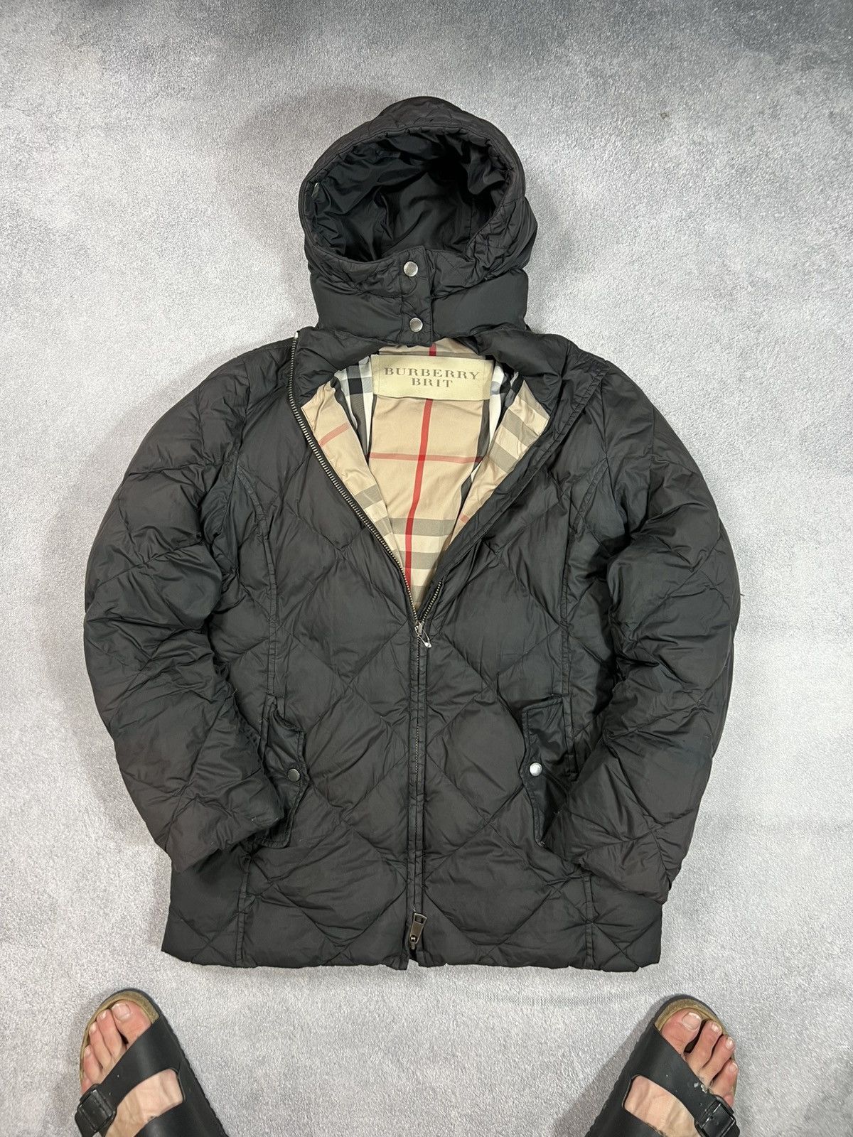 Burberry 🖤 Black Burberry London Diamond Tufted Zipper Puffer Coat Size M / US 6-8 / IT 42-44 - 2 Thumbnail