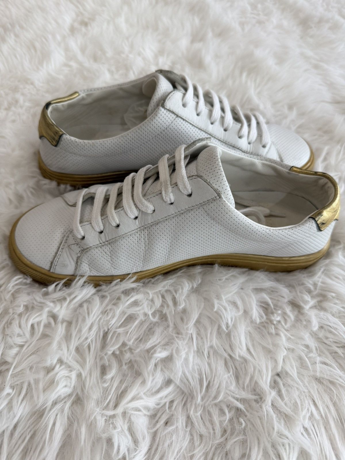 Saint Laurent Paris Saint Laurent White and Gold Andy Sneakers Size US 6.5 / IT 36.5 - 4 Thumbnail