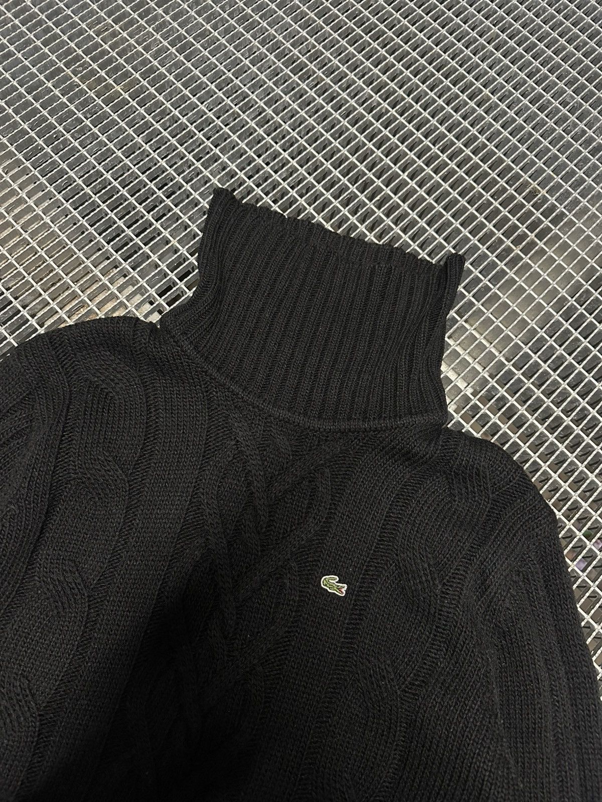 Lacoste Lacoste black cable knit turtleneck sweater Size US M / EU 48-50 / 2 - 2 Thumbnail