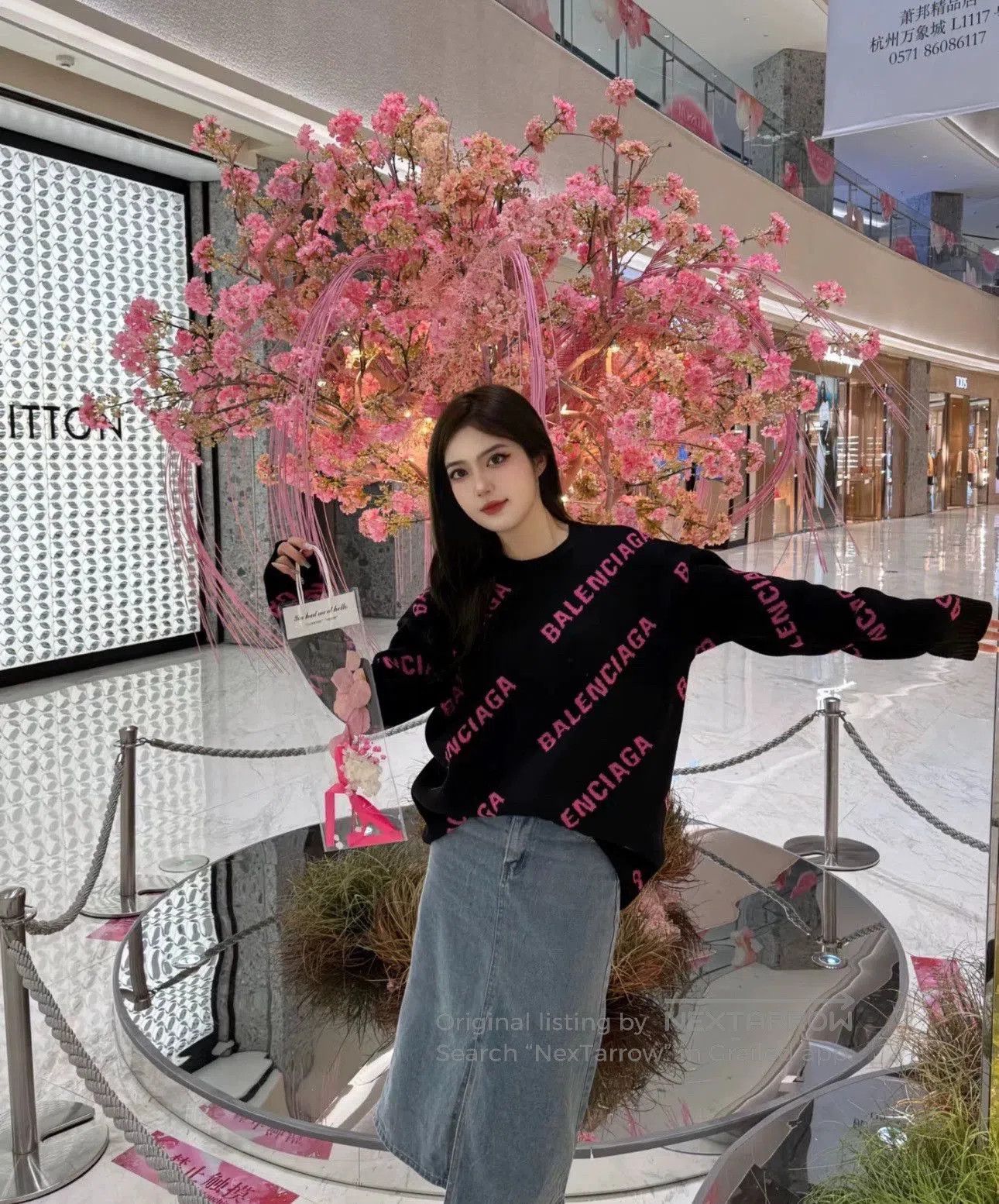 Balenciaga Balenciaga Black Pink Logo Knit Sweater. Size US XS / EU 42 / 0 - 6 Thumbnail