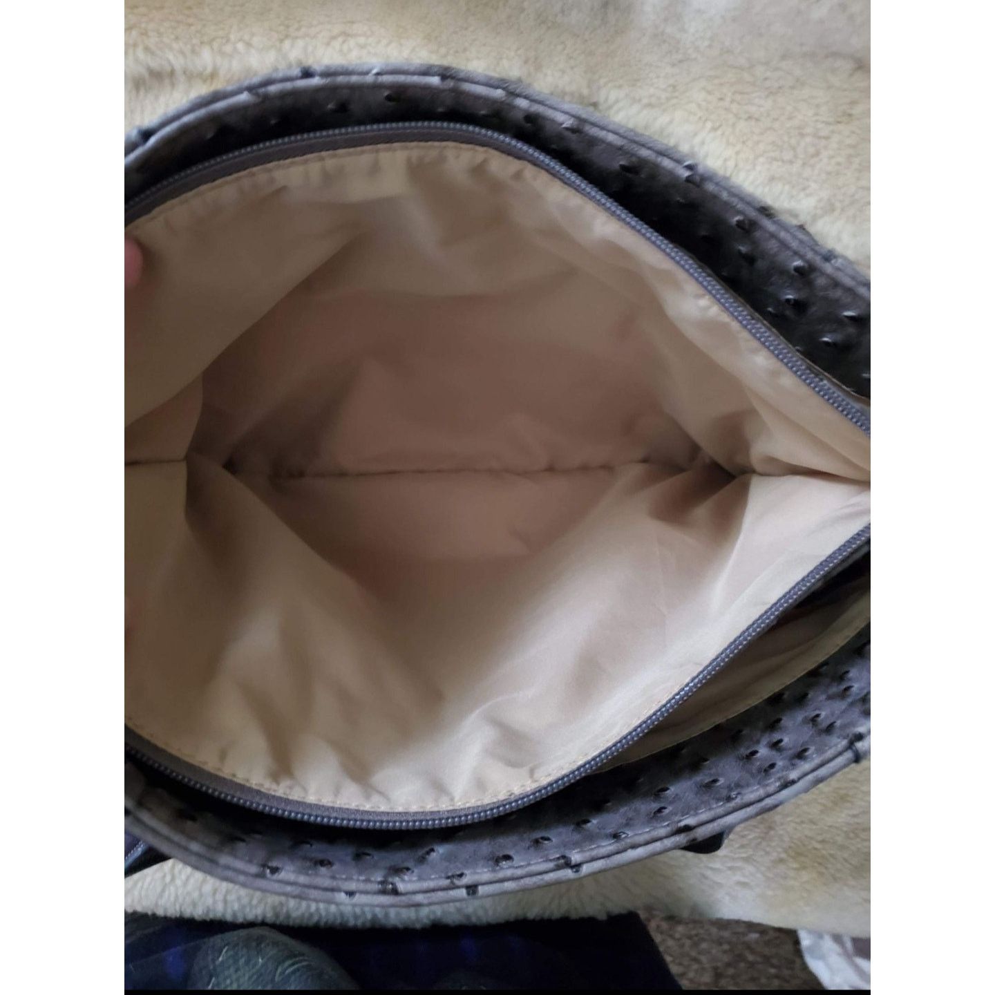 Giani Bernini Giani Bernini Ostrich-Embossed Tote Bag Purse Gray Size ONE SIZE - 5 Thumbnail