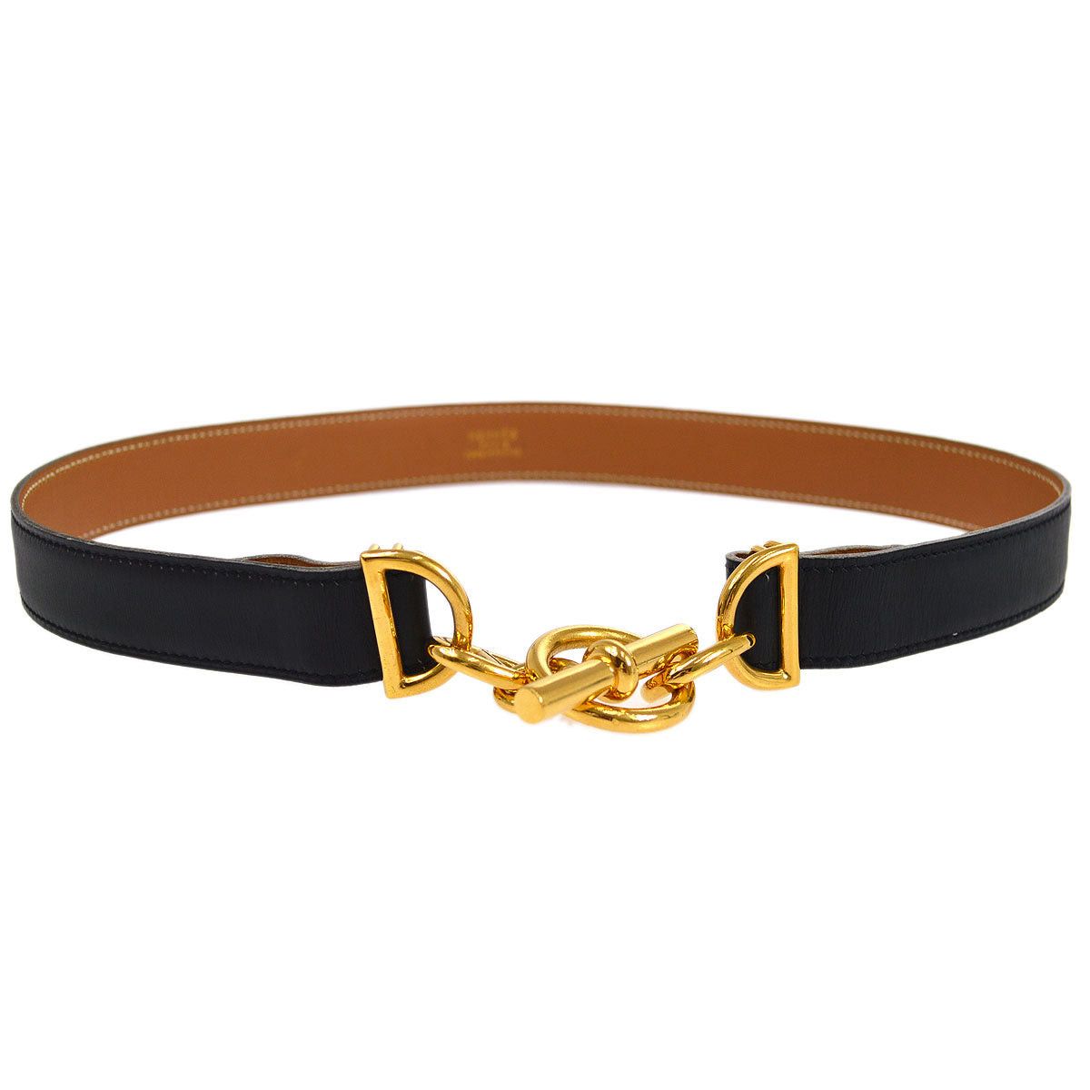 image of Hermes 1994 Chaine D'ancre Waist Belt Black Box Calf 70 63982, Women's