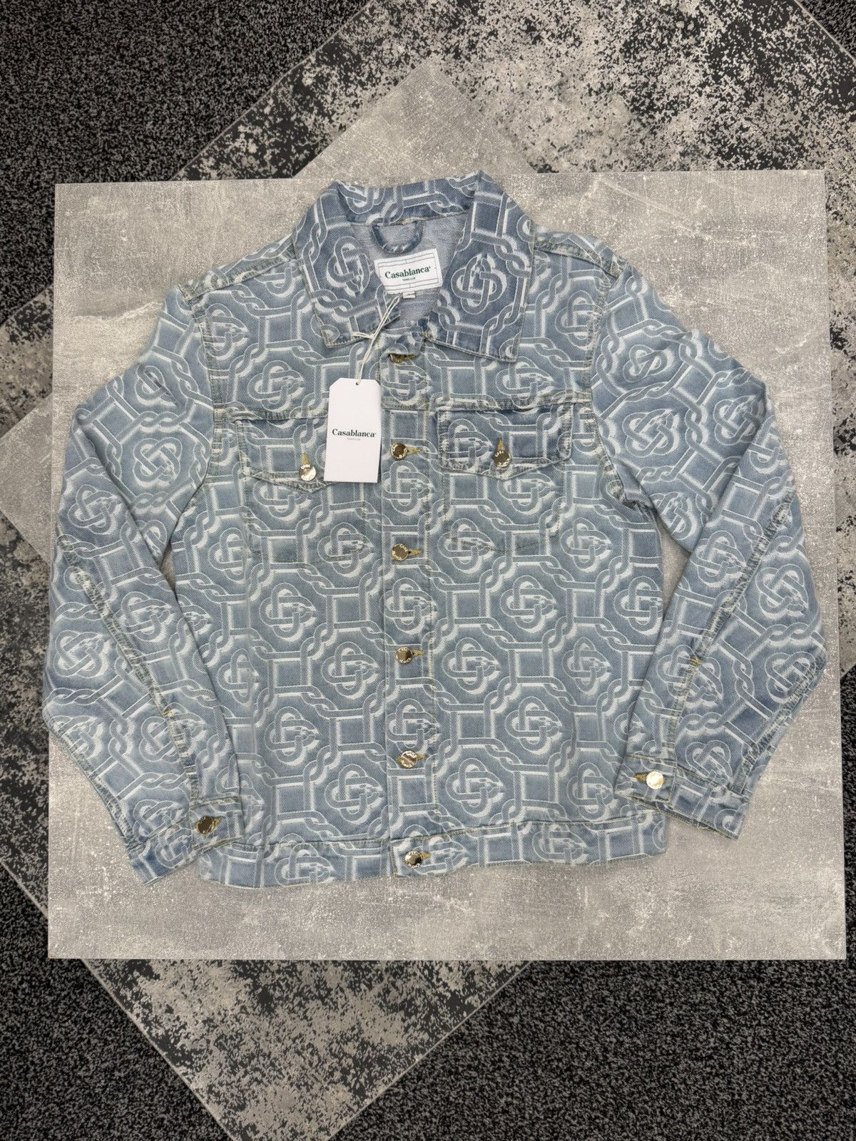 Casablanca Monogram Embroidered Bleached Denim Jacket. Size S. BNWT Size US S / EU 44-46 / 1 - 1 Thumbnail