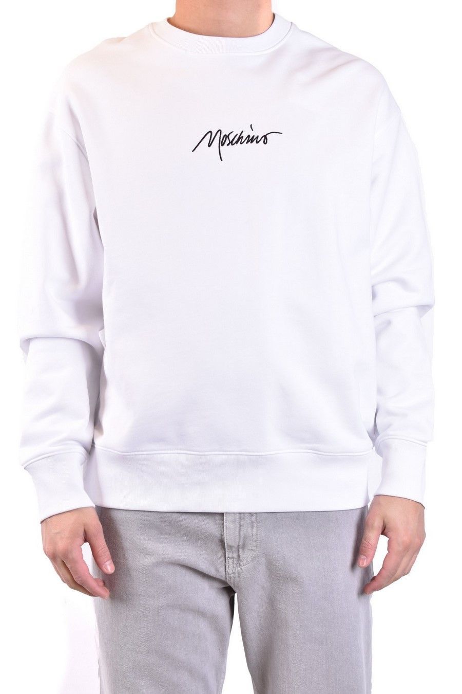Moschino o1y0225 Logo Crewneck Sweatshirt in White Size US M / EU 48-50 / 2 - 2 Thumbnail