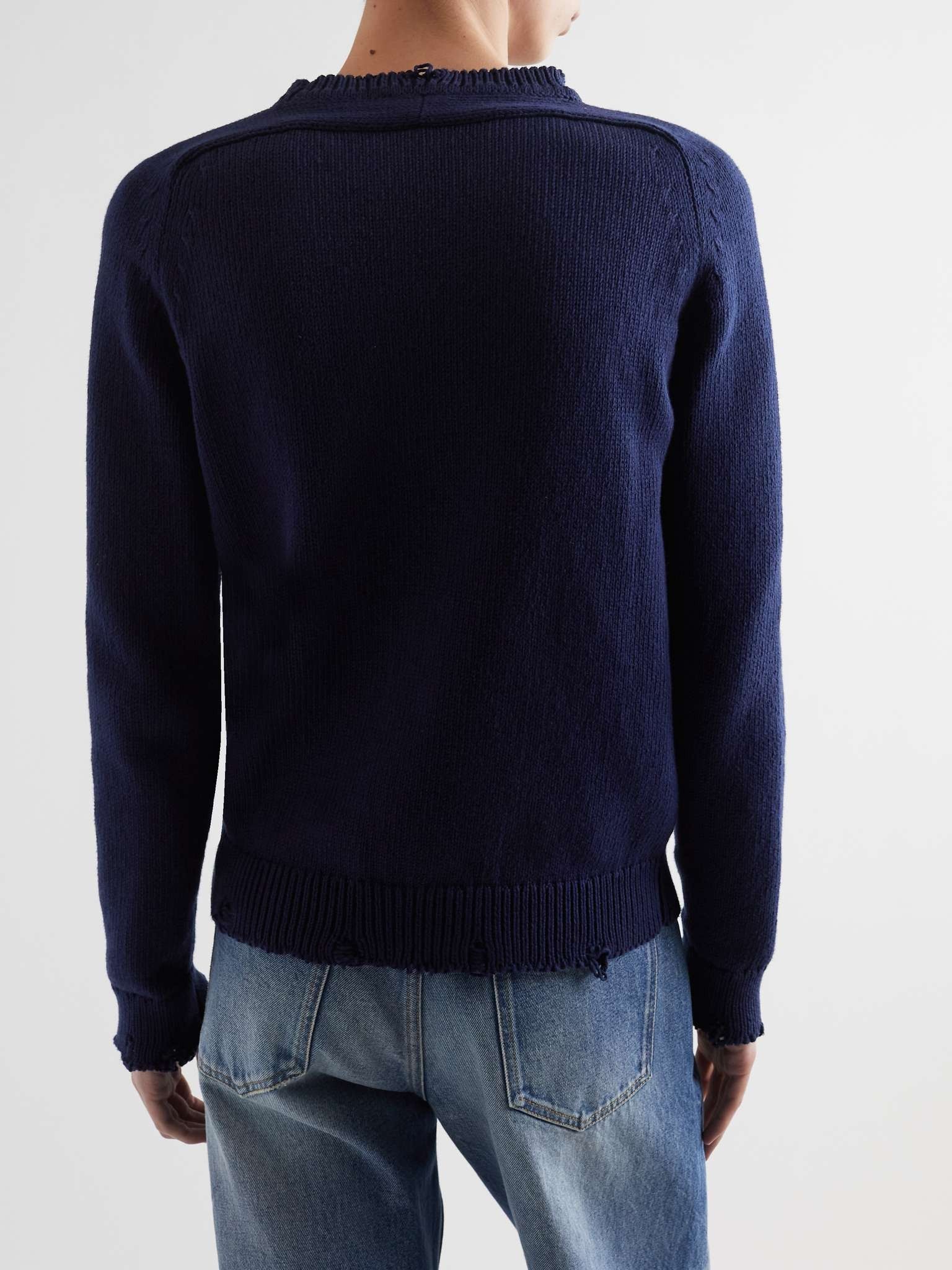 Saint Laurent Paris o1s1wg110325 604798 Destroyed Knit Sweater in Blue Size US XL / EU 56 / 4 - 3 Thumbnail